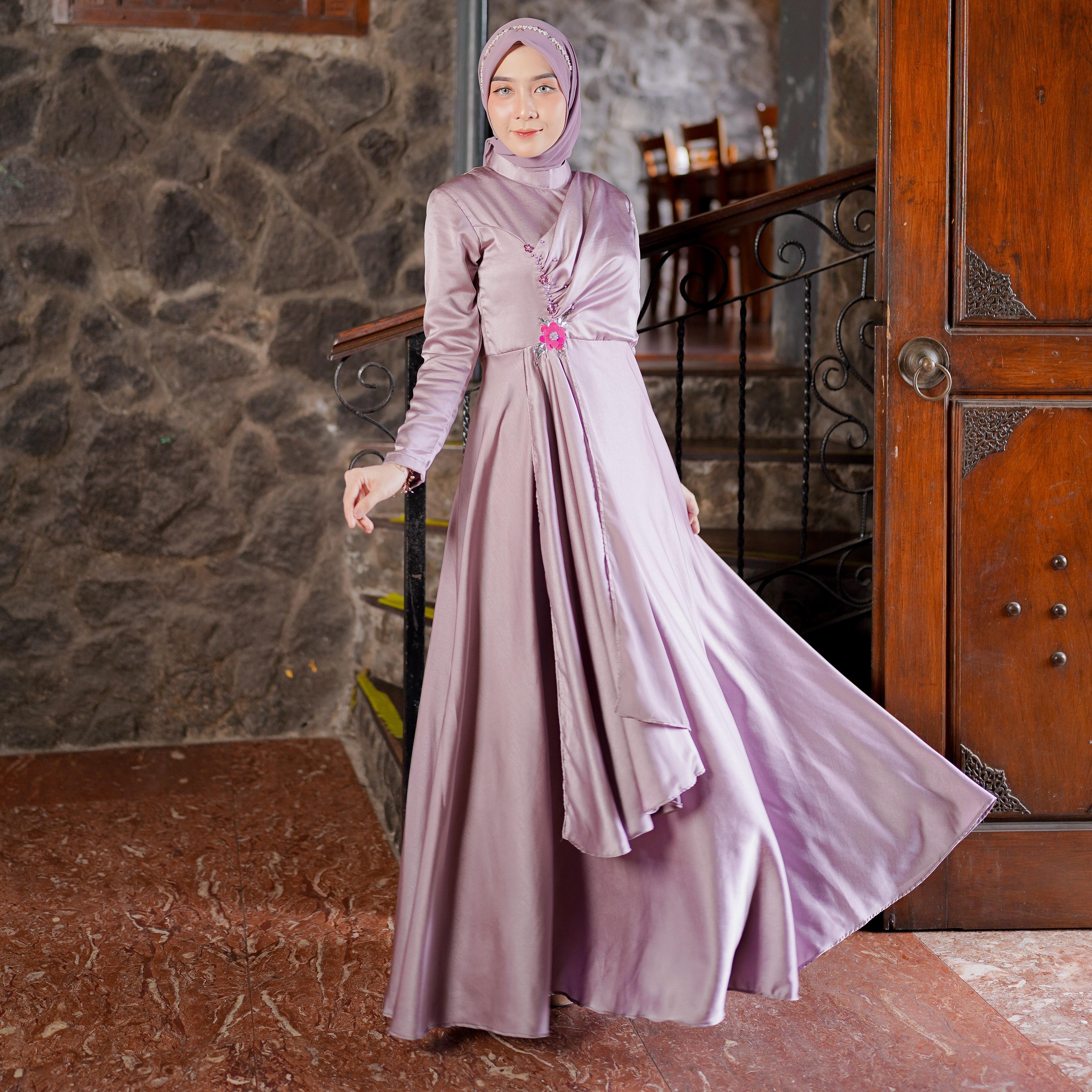 Frasya Dress Kondangan Terbaru/Simpel / Payet Mutiara / Layer Payet Muslim Wanita