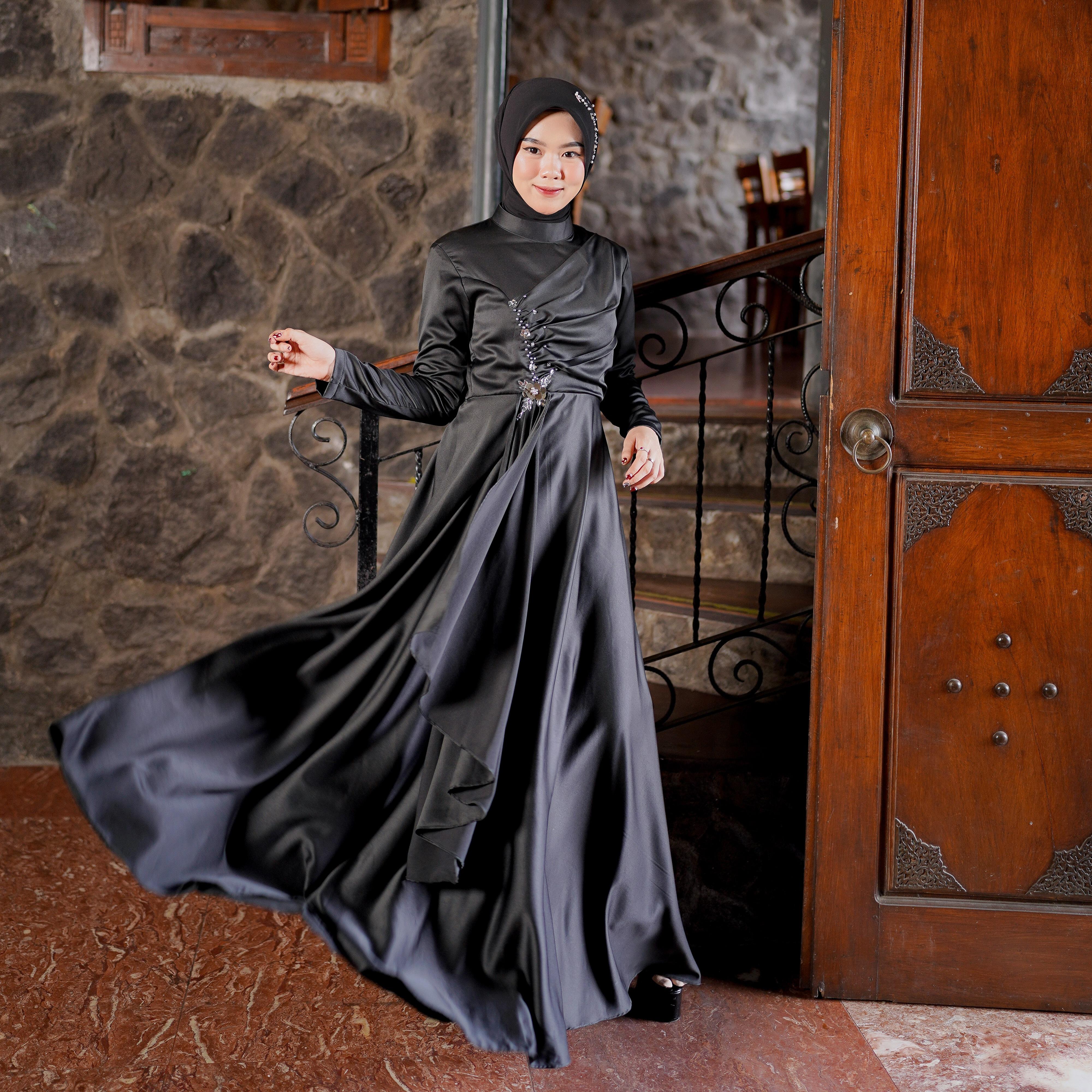 Frasya Dress Kondangan Terbaru/Simpel / Payet Mutiara / Layer Payet Muslim Wanita