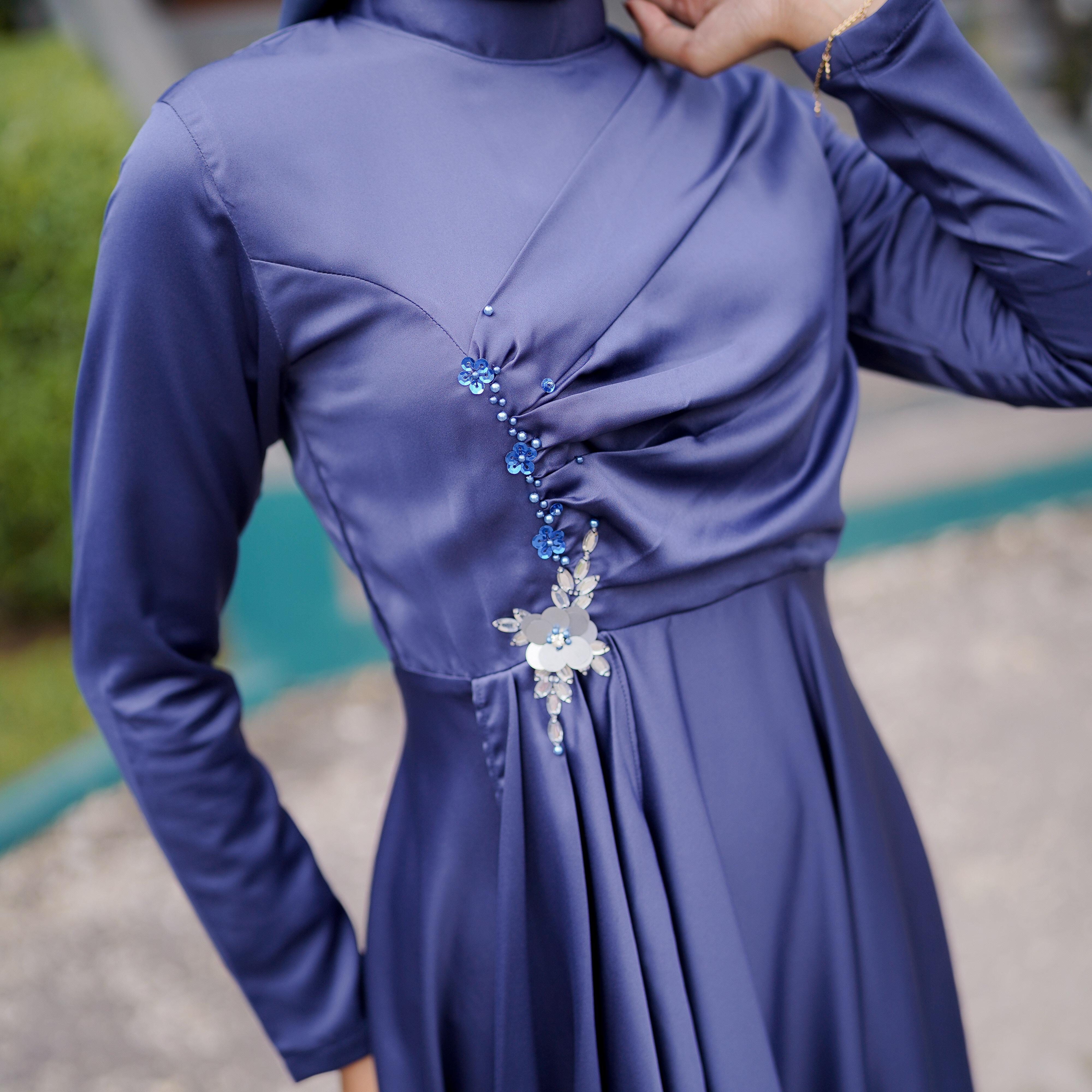 Frasya Dress Kondangan Terbaru/Simpel / Payet Mutiara / Layer Payet Muslim Wanita