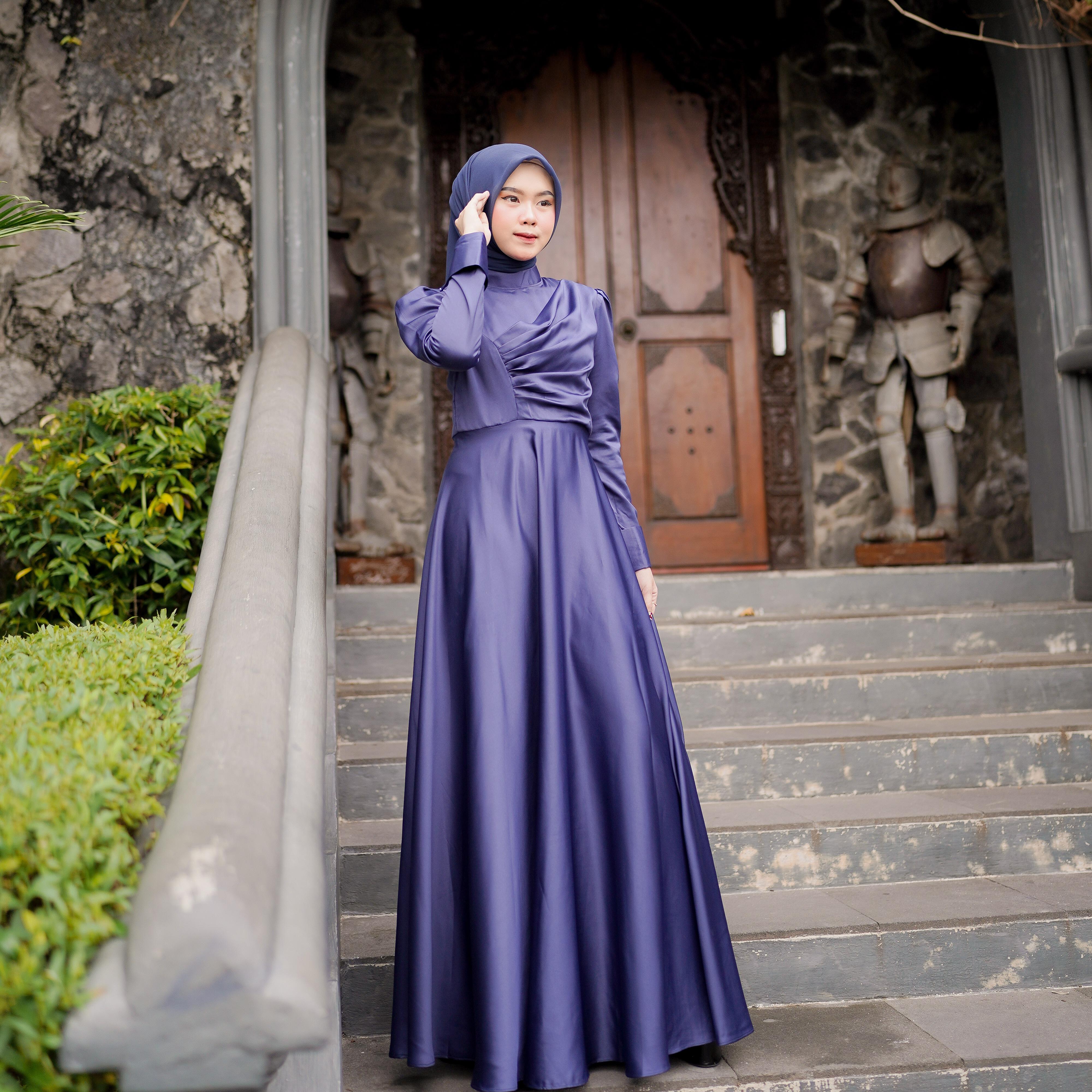 Rasya Dress Kondangan Terbaru / Simpel Polos / Murtiara by Dwiwarna Muslim Mutiara Payet Gamis Wanita