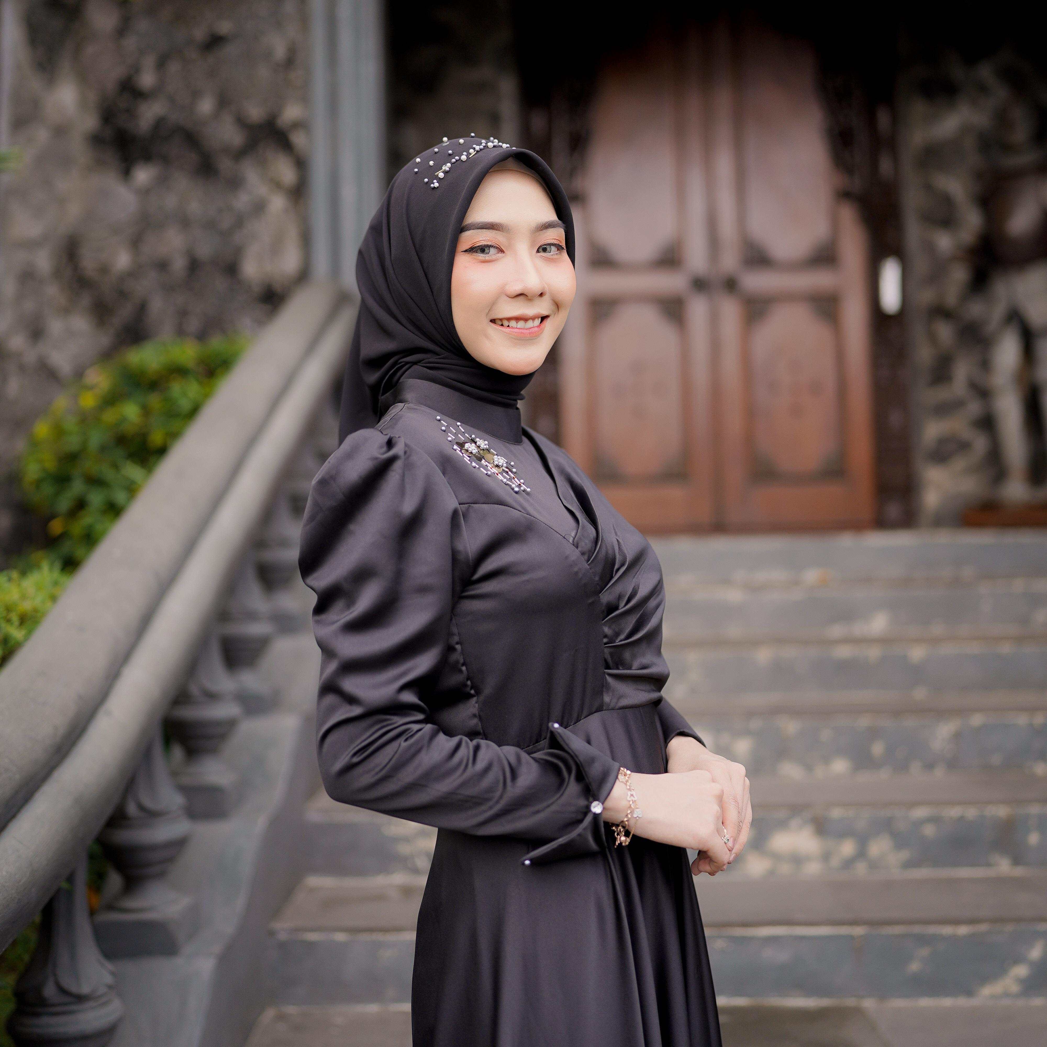 Rasya Dress Kondangan Terbaru / Simpel Polos / Murtiara by Dwiwarna Muslim Mutiara Payet Gamis Wanita