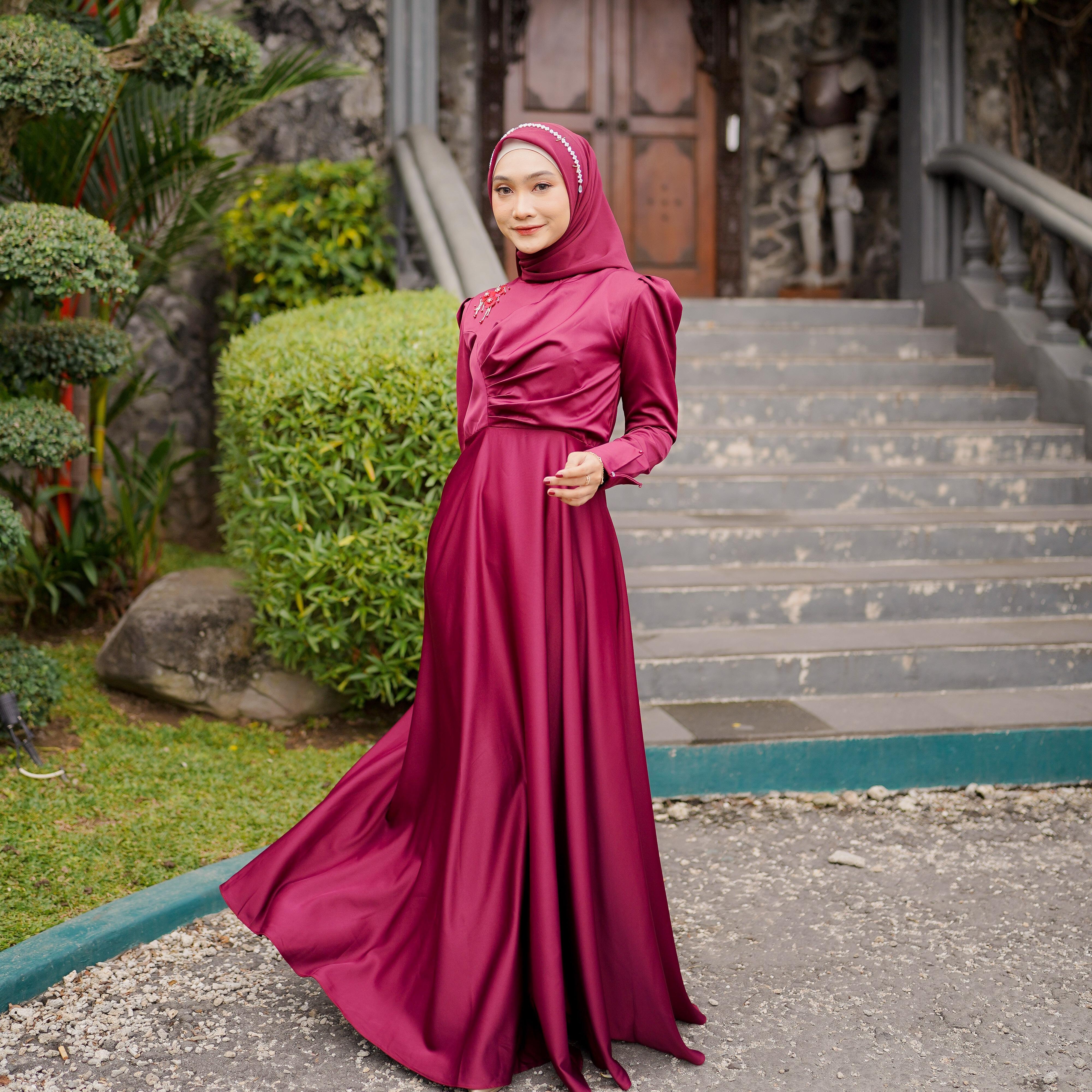 Rasya Dress Kondangan Terbaru / Simpel Polos / Murtiara by Dwiwarna Muslim Mutiara Payet Gamis Wanita