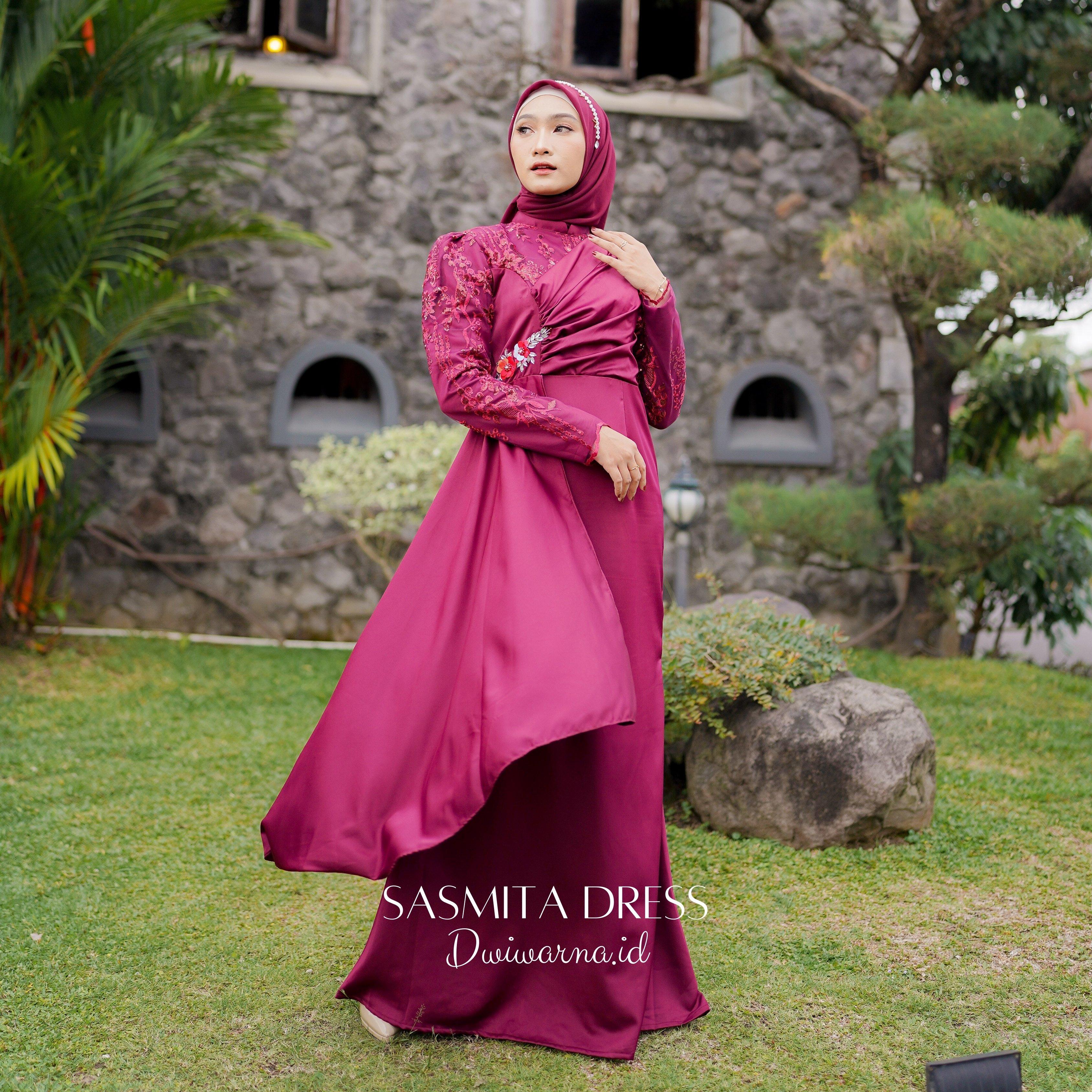 Sasmita Dress Kondangan Terbaru Bunga Kombinasi