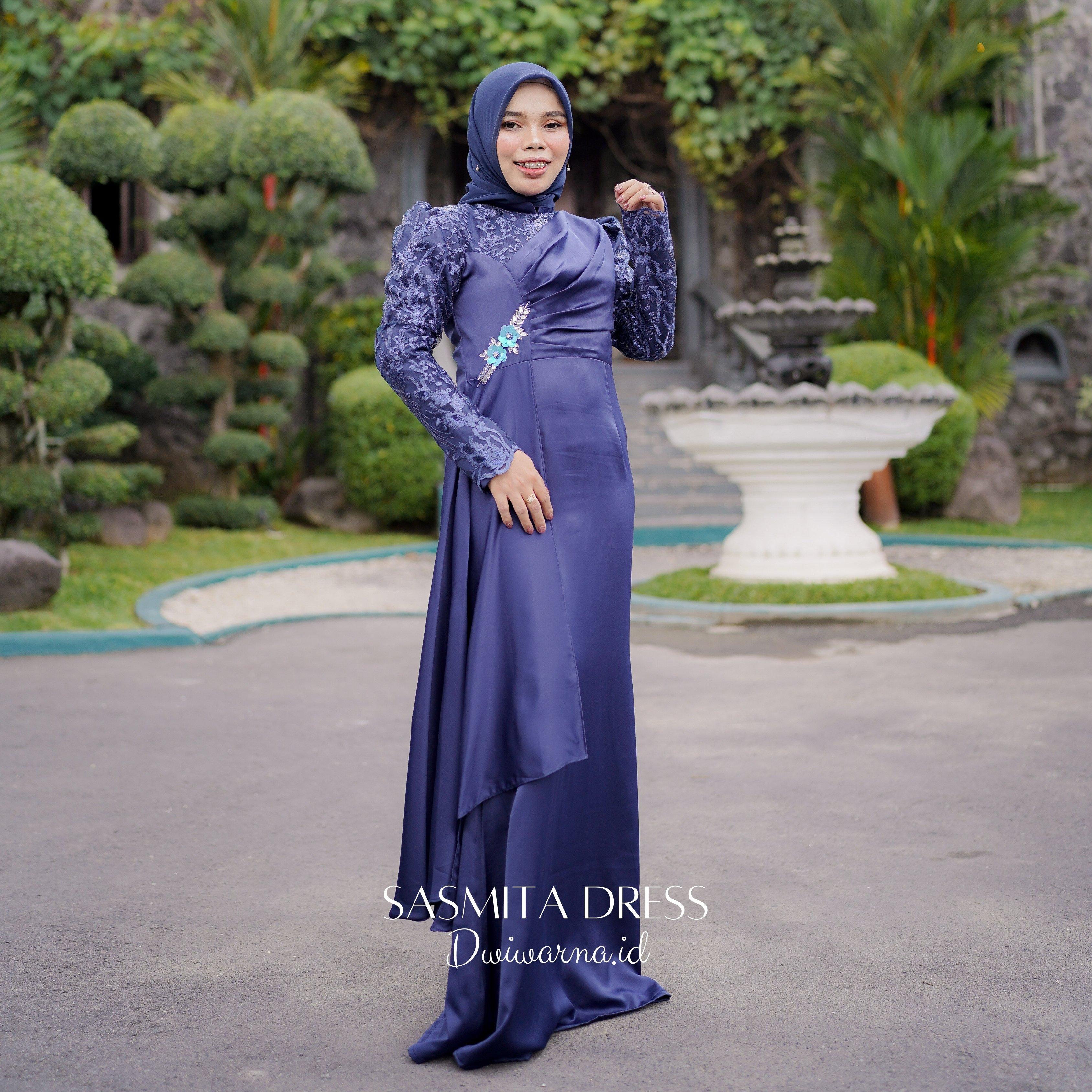 Sasmita Dress Kondangan Terbaru Bunga Kombinasi