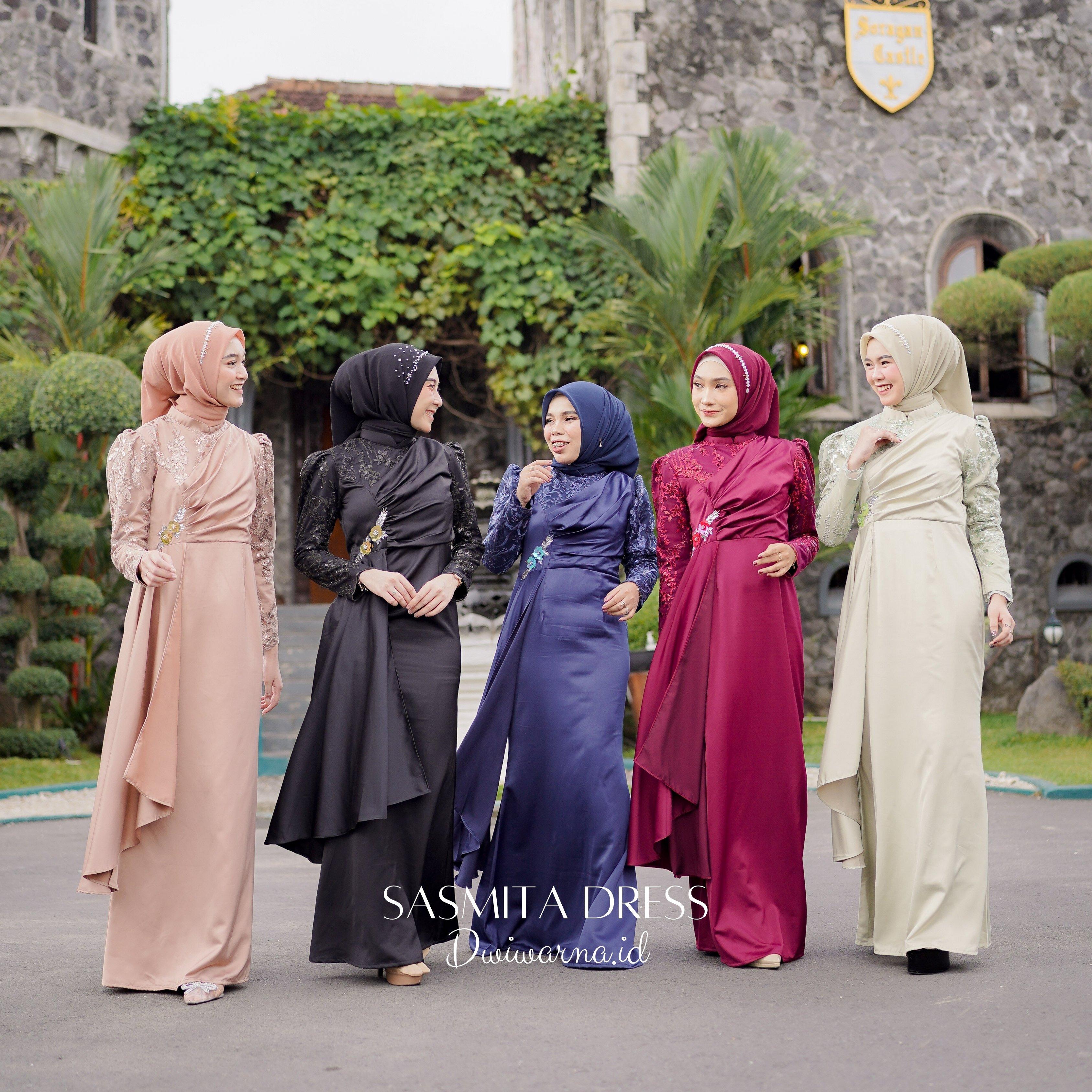 Sasmita Dress Kondangan Terbaru Bunga Kombinasi