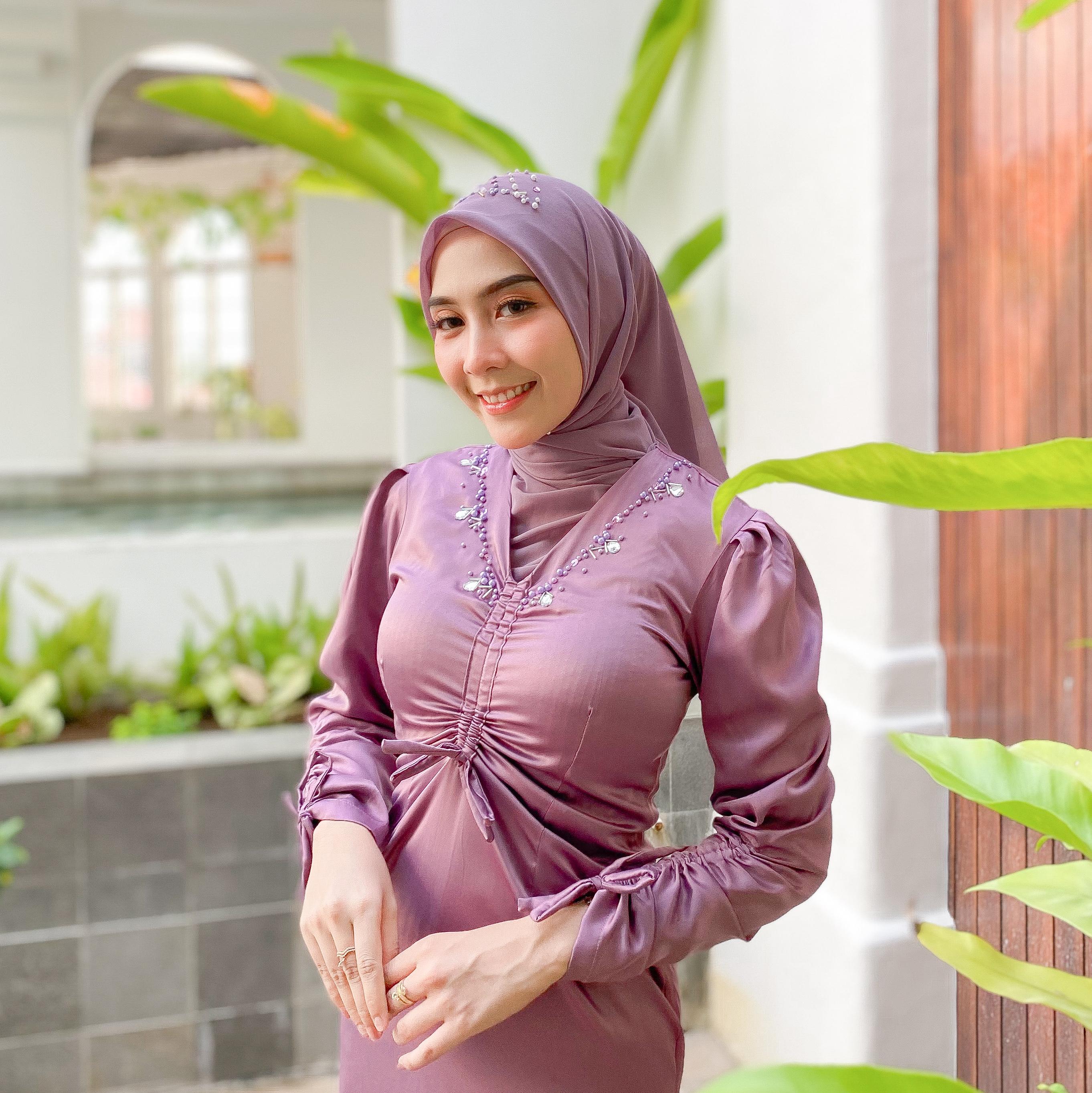 Berlyne Dress Satin Serut Terbaru / Dress Kondangan Terbaru / Dress Serut / Dress Simpel / Dress Polos