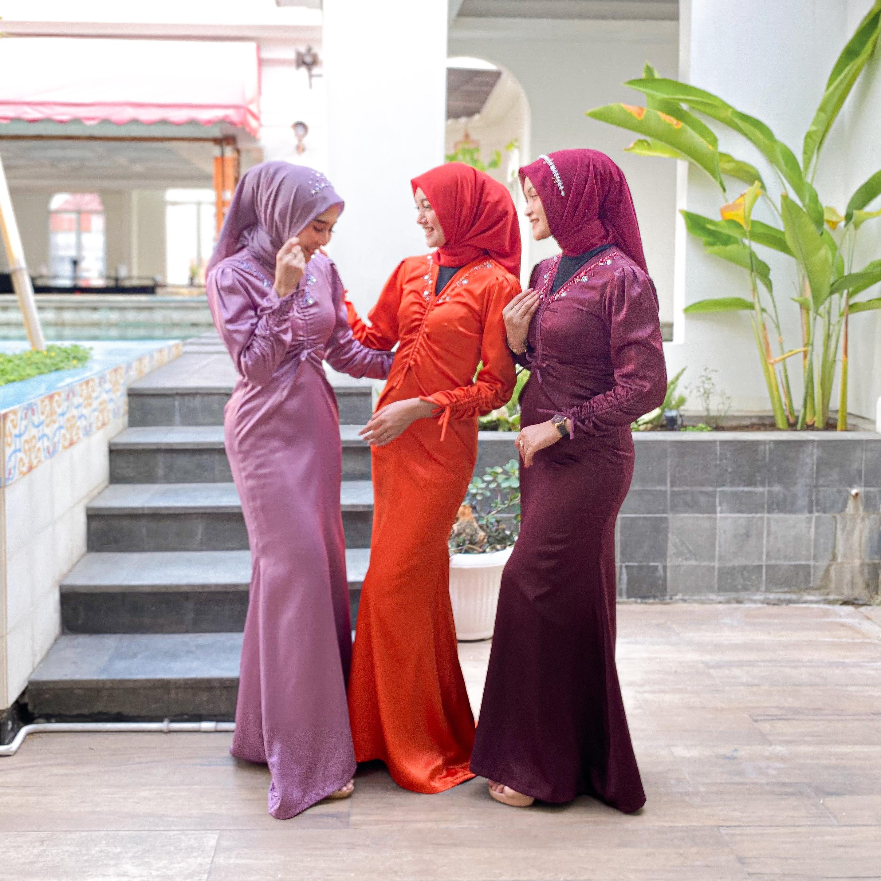 Berlyne Dress Satin Serut Terbaru / Dress Kondangan Terbaru / Dress Serut / Dress Simpel / Dress Polos