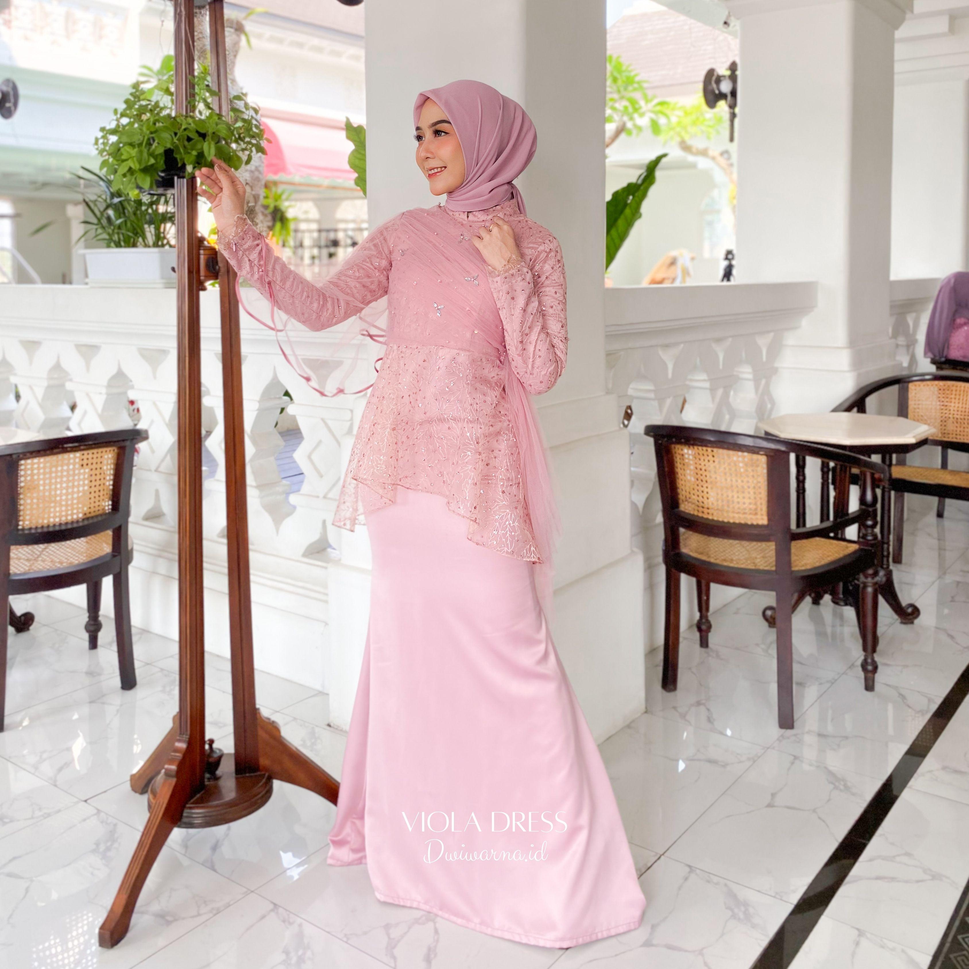 Viola Dress Kondangan Terbaru Brukat Gliter Mermaid Elegant / Dress Kebaya / Kebaya Payet / Kebaya Lamaran / Kebaya Terbaru Cantik Kombinasi Muslim Mutiara