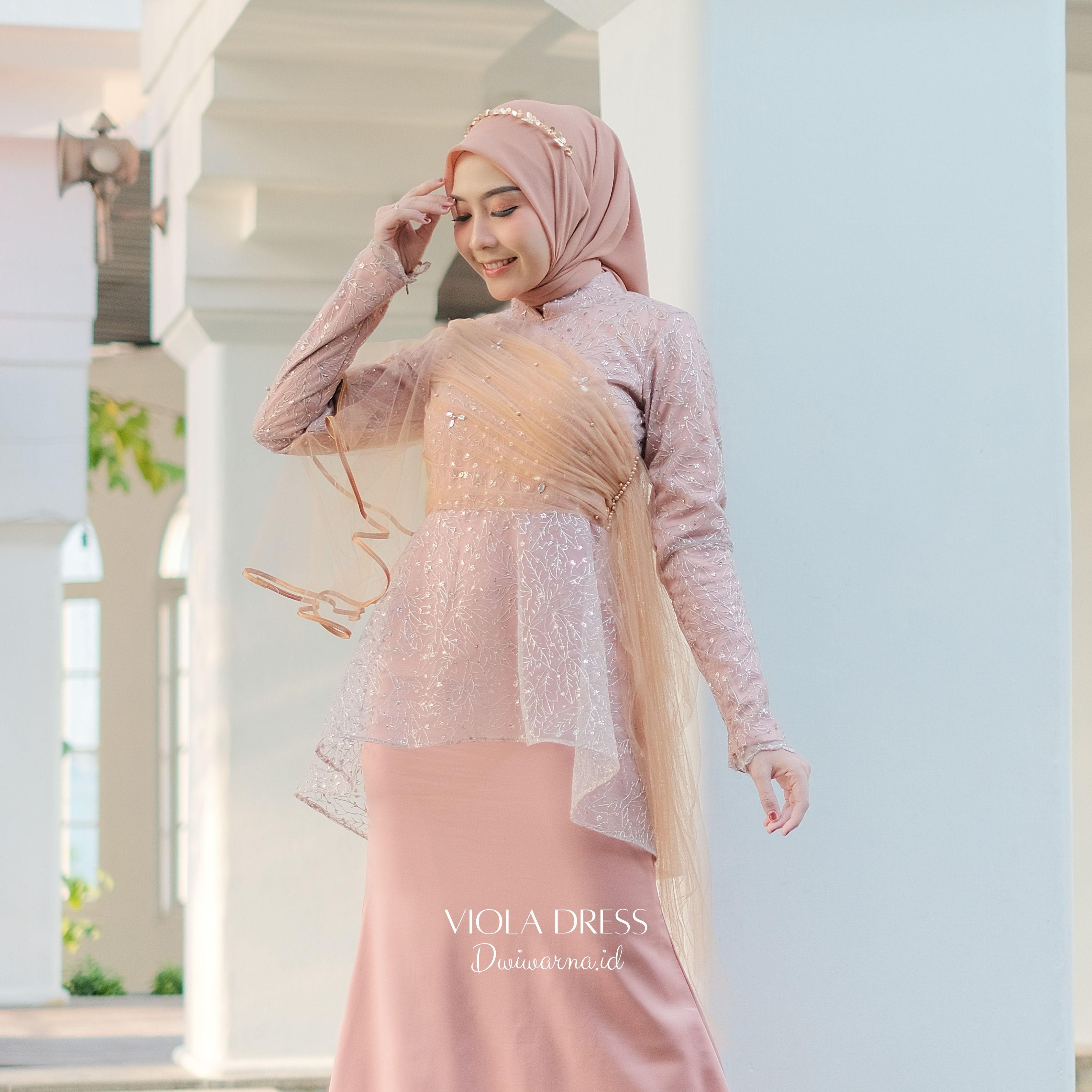 Viola Dress Kondangan Terbaru Brukat Gliter Mermaid Elegant / Dress Kebaya / Kebaya Payet / Kebaya Lamaran / Kebaya Terbaru Cantik Kombinasi Muslim Mutiara