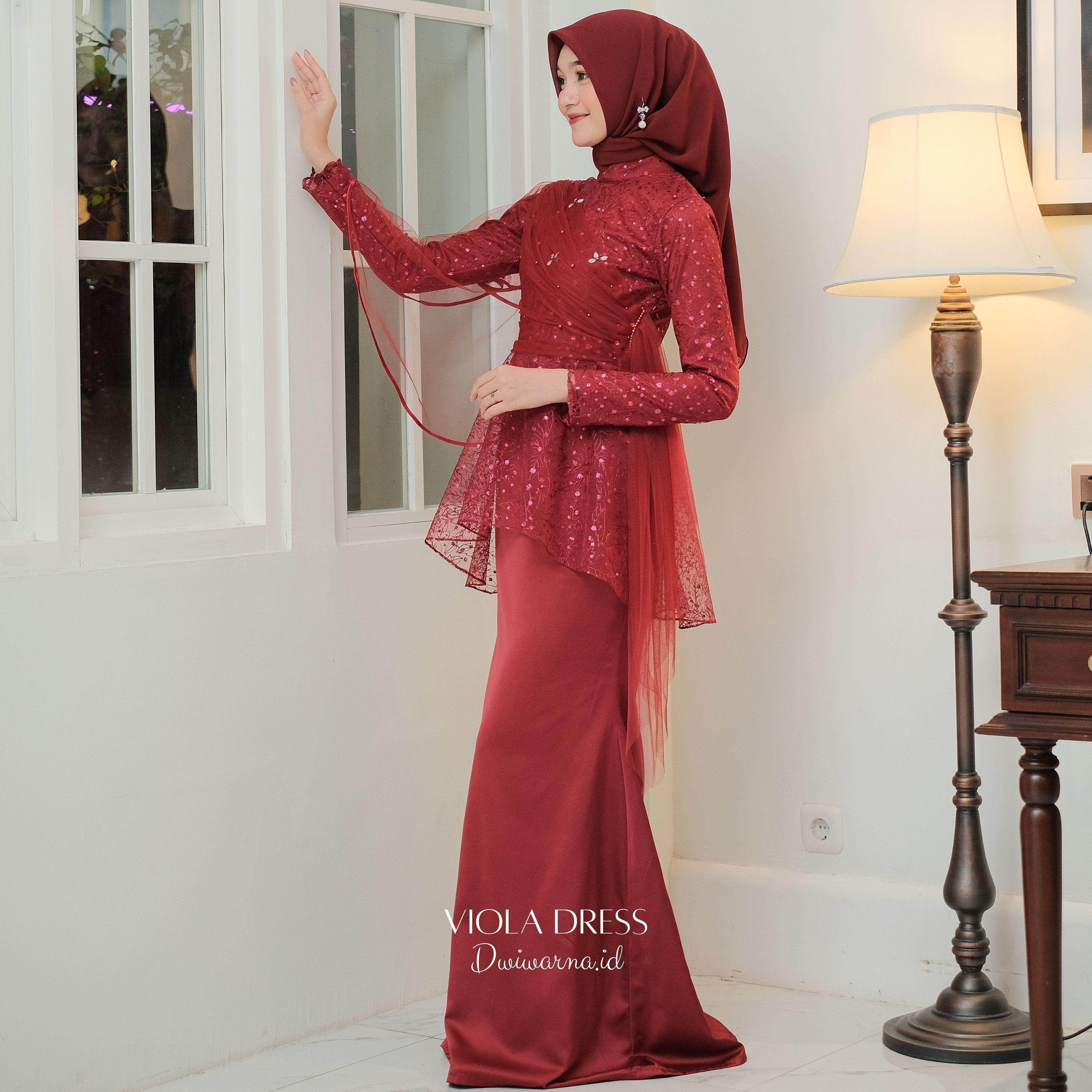 Viola Dress Kondangan Terbaru Brukat Gliter Mermaid Elegant / Dress Kebaya / Kebaya Payet / Kebaya Lamaran / Kebaya Terbaru Cantik Kombinasi Muslim Mutiara