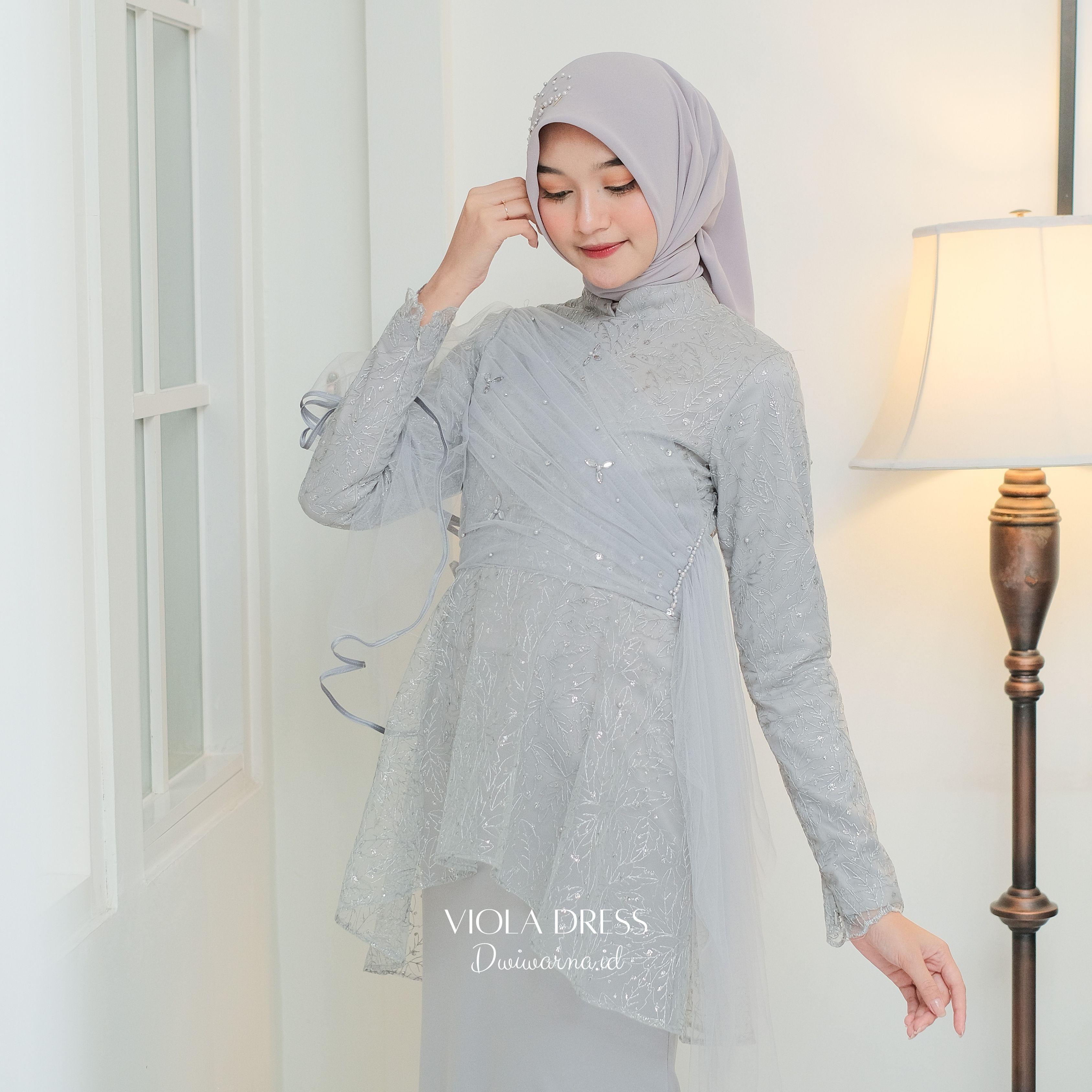 Viola Dress Kondangan Terbaru Brukat Gliter Mermaid Elegant / Dress Kebaya / Kebaya Payet / Kebaya Lamaran / Kebaya Terbaru Cantik Kombinasi Muslim Mutiara
