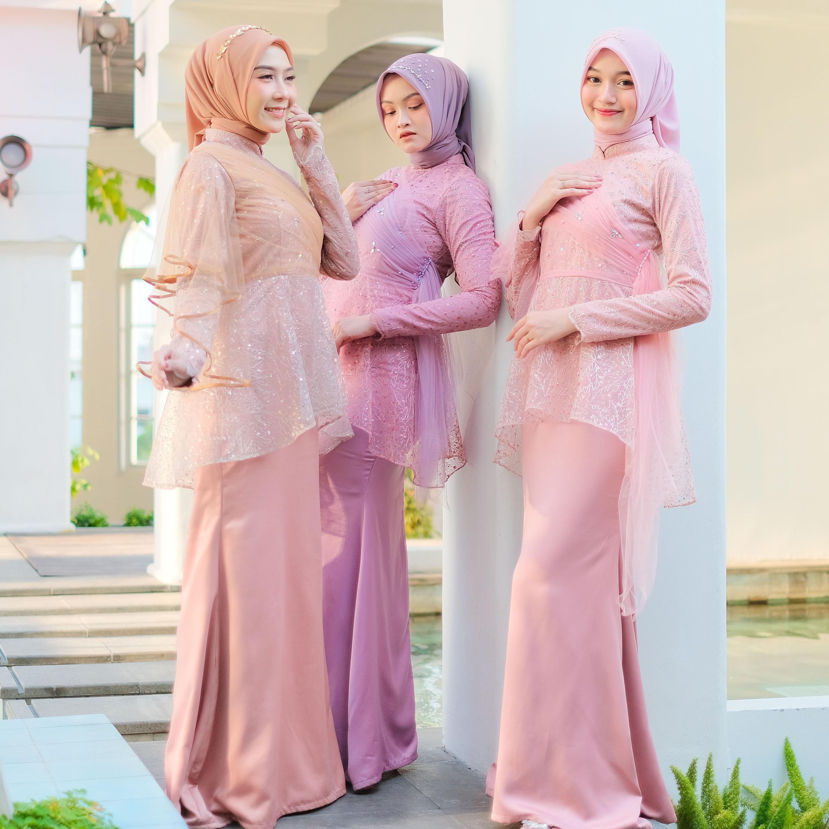Viola Dress Kondangan Terbaru Brukat Gliter Mermaid Elegant / Dress Kebaya / Kebaya Payet / Kebaya Lamaran / Kebaya Terbaru Cantik Kombinasi Muslim Mutiara