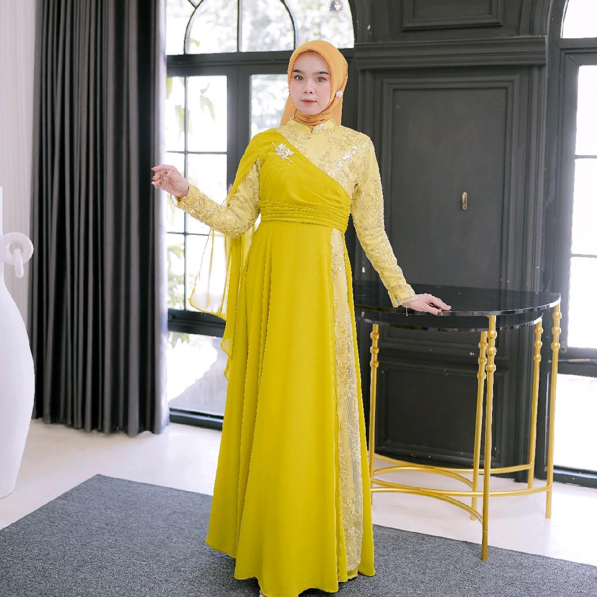 Zannia Dress Kondangan Brukat / Cerruti / Payet / by Dwiwarna