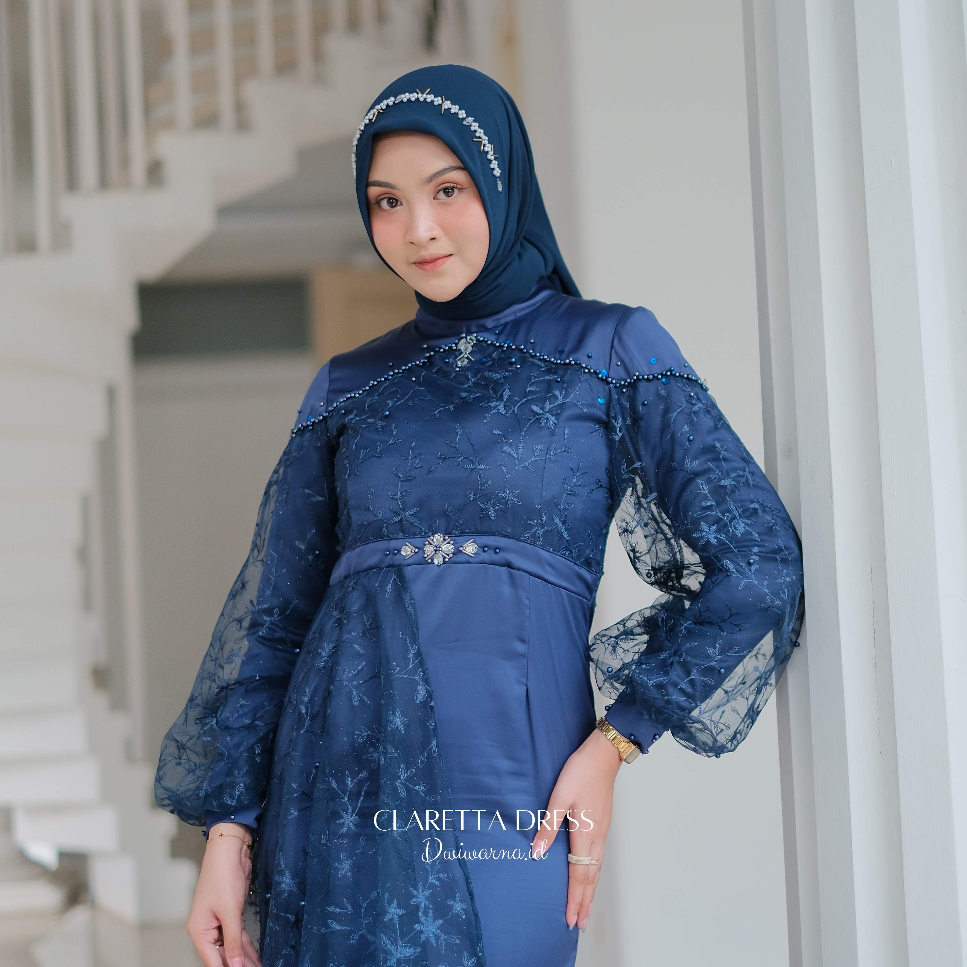 Claretta Dress Kondangan by Dwiwarna Gaun Muslim
