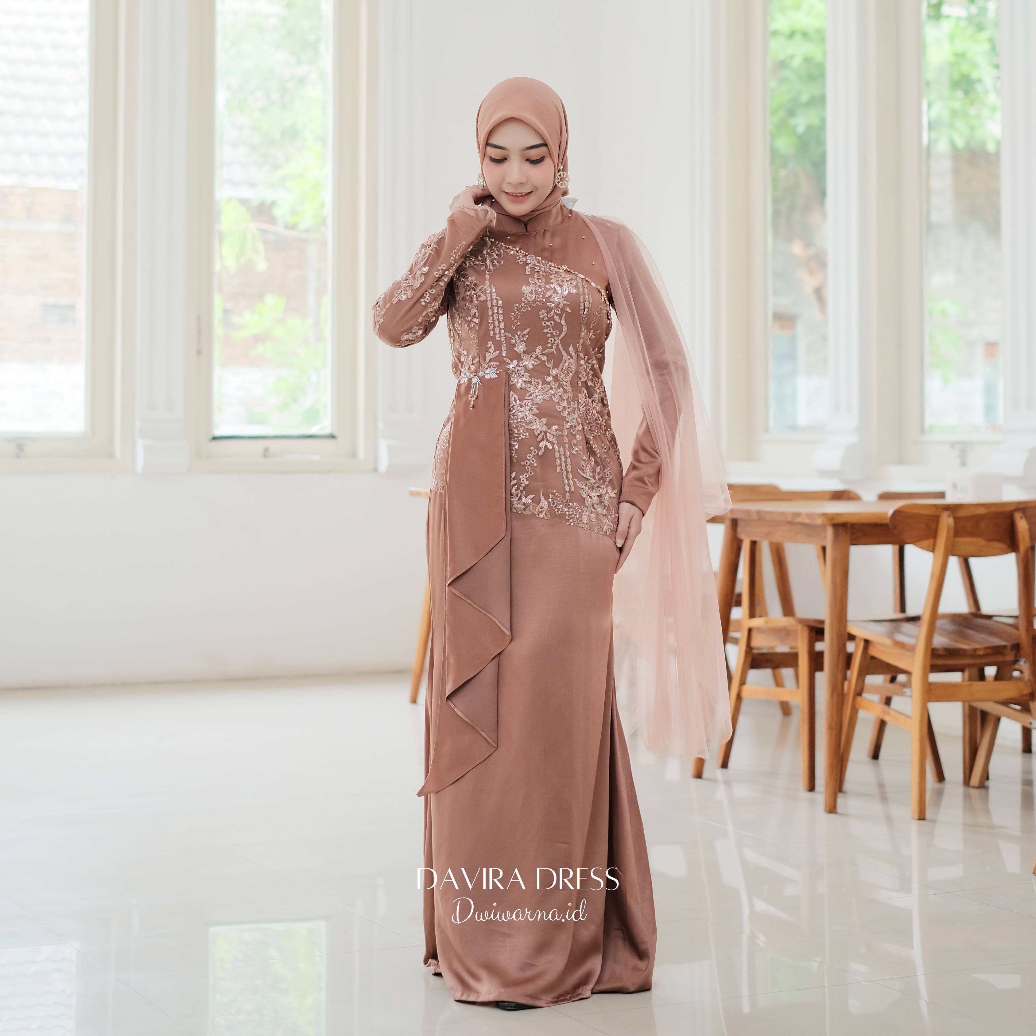 Davirra Dress Kondangan by Dwiwarna | Dress Brukat | Dress Payet | Dress Lamaran | Dress Simpel Muslim Panjang
