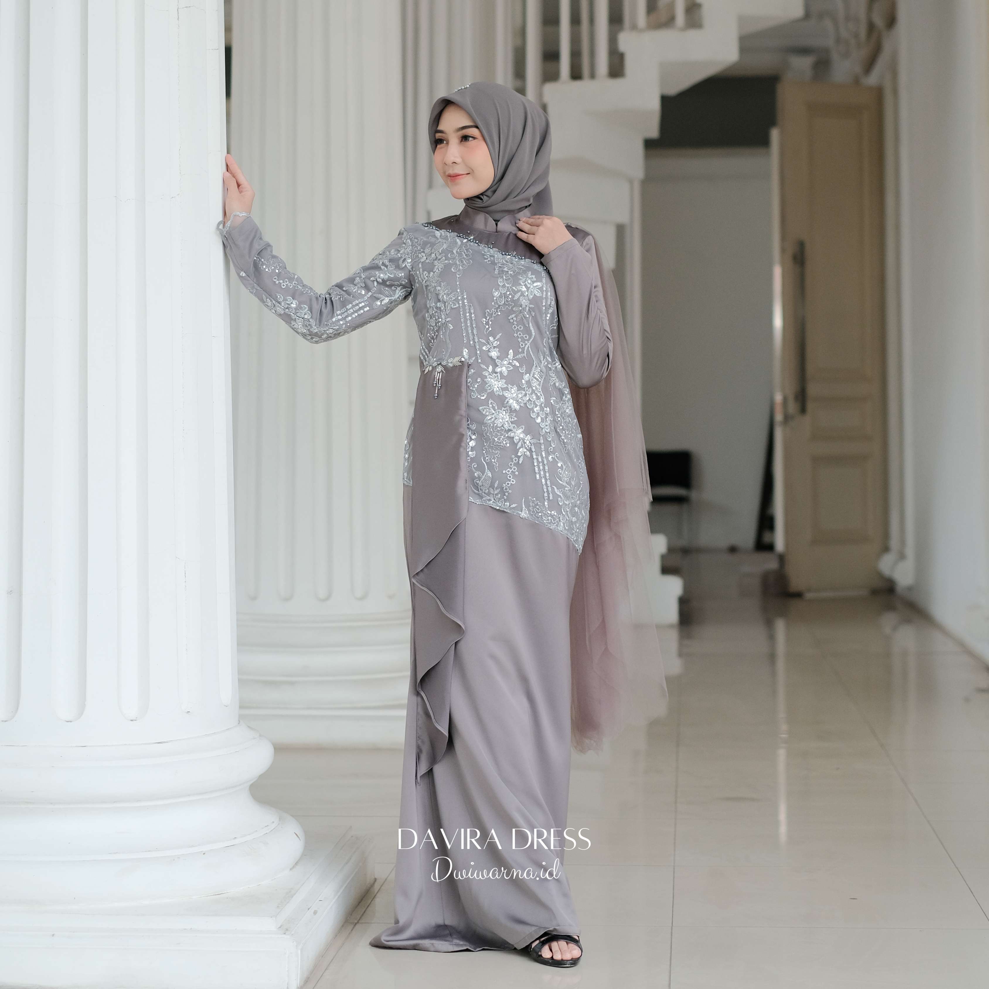 Davirra Dress Kondangan by Dwiwarna | Dress Brukat | Dress Payet | Dress Lamaran | Dress Simpel Muslim Panjang
