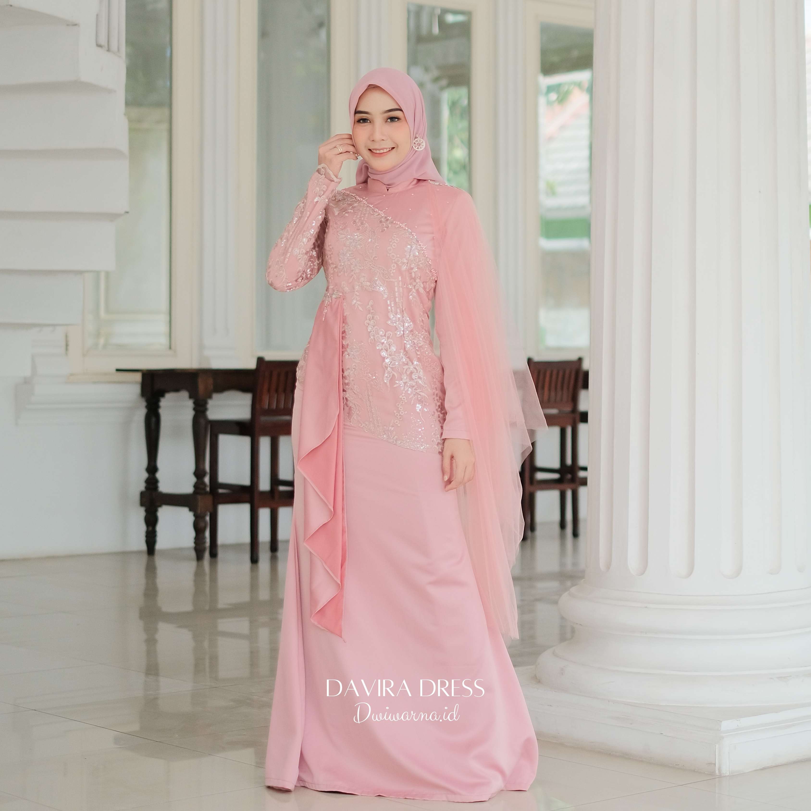 Davirra Dress Kondangan by Dwiwarna | Dress Brukat | Dress Payet | Dress Lamaran | Dress Simpel Muslim Panjang