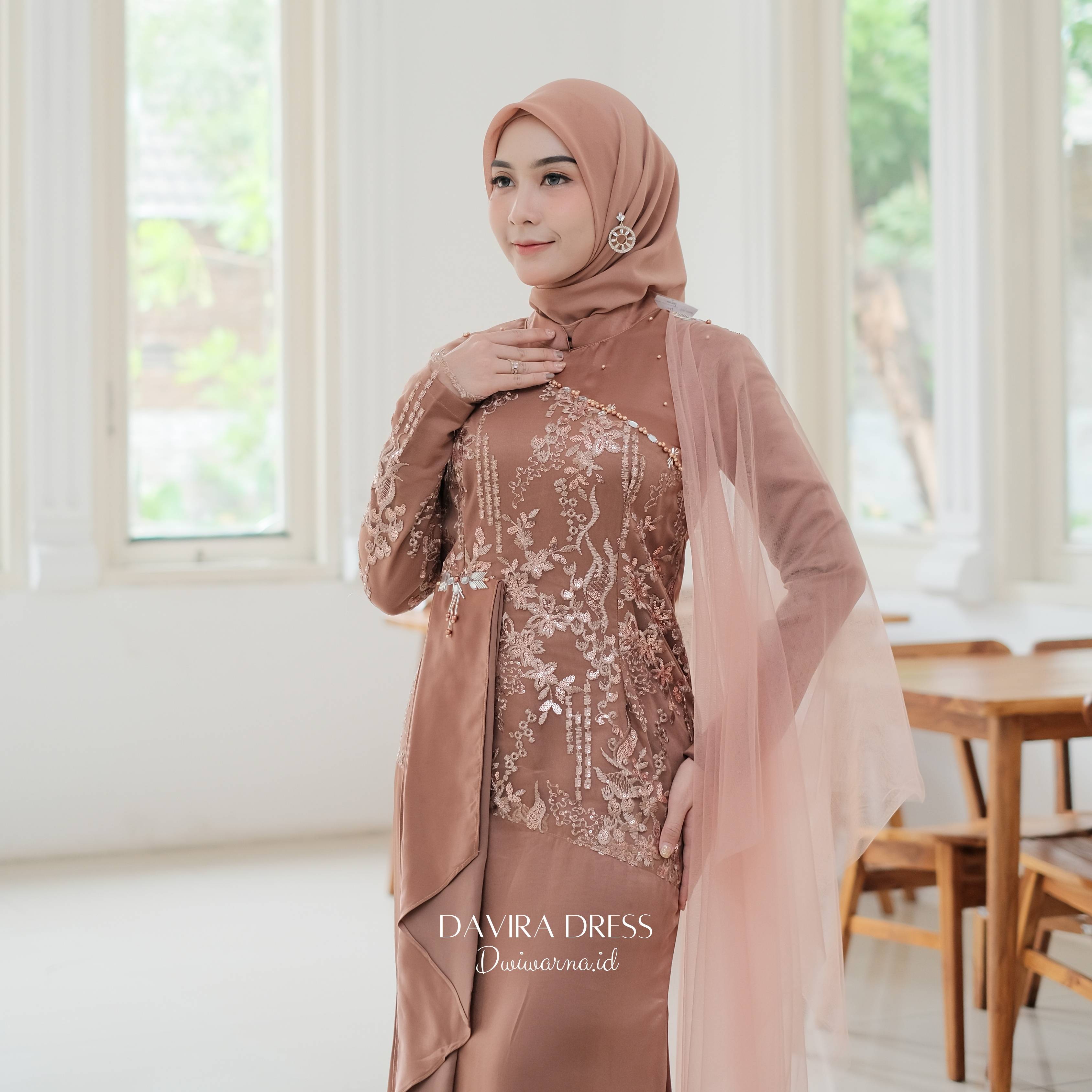 Davirra Dress Kondangan by Dwiwarna | Dress Brukat | Dress Payet | Dress Lamaran | Dress Simpel Muslim Panjang
