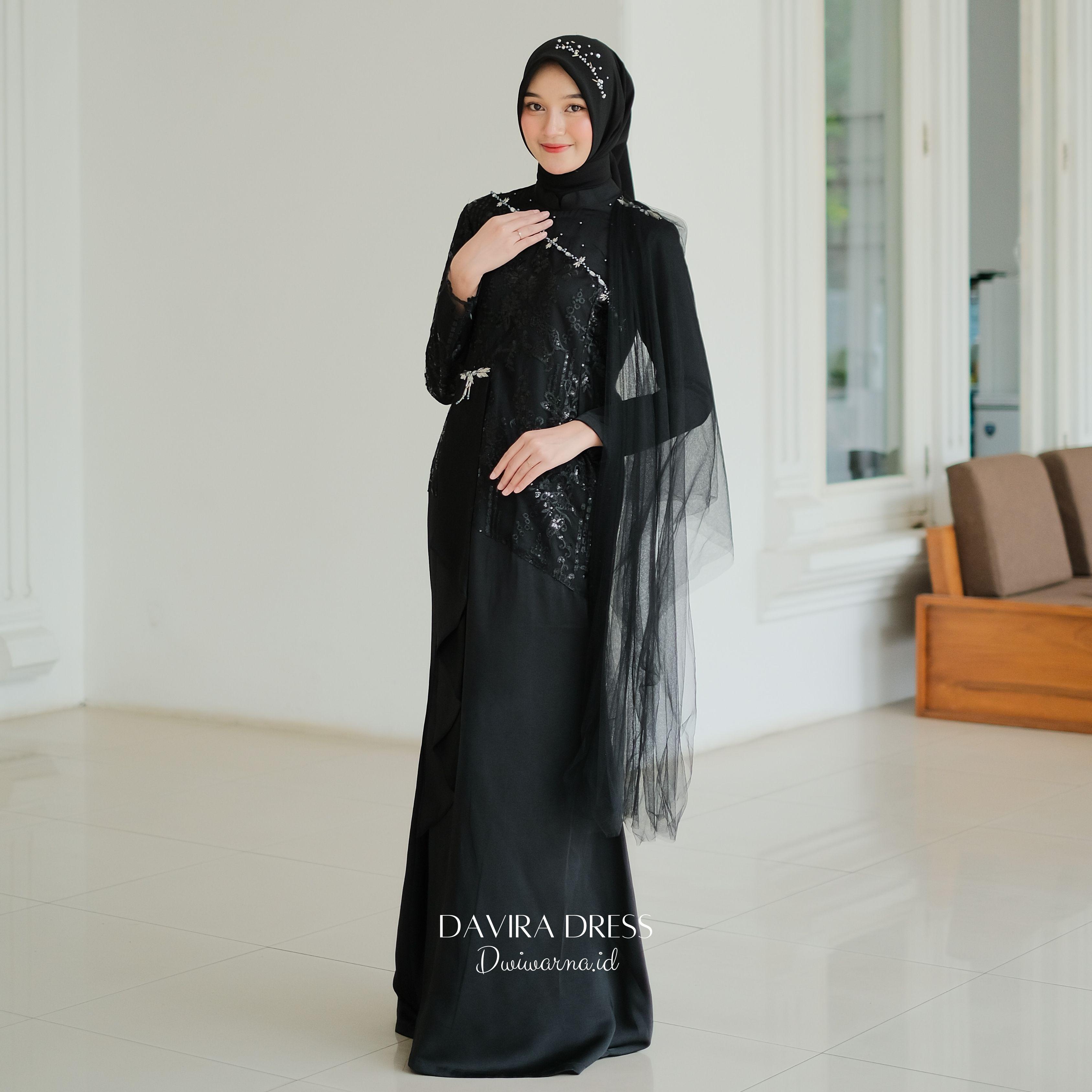 Davirra Dress Kondangan by Dwiwarna | Dress Brukat | Dress Payet | Dress Lamaran | Dress Simpel Muslim Panjang