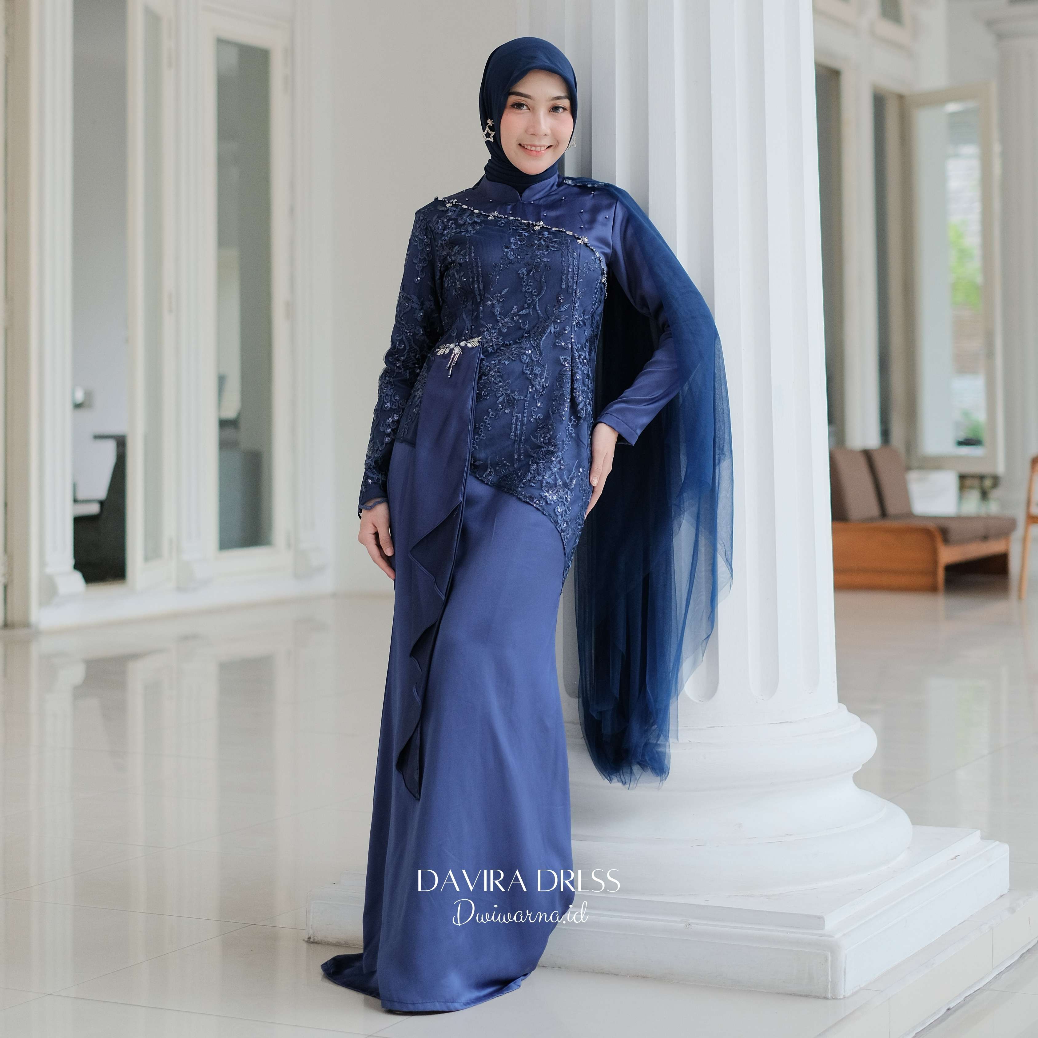 Davirra Dress Kondangan by Dwiwarna | Dress Brukat | Dress Payet | Dress Lamaran | Dress Simpel Muslim Panjang