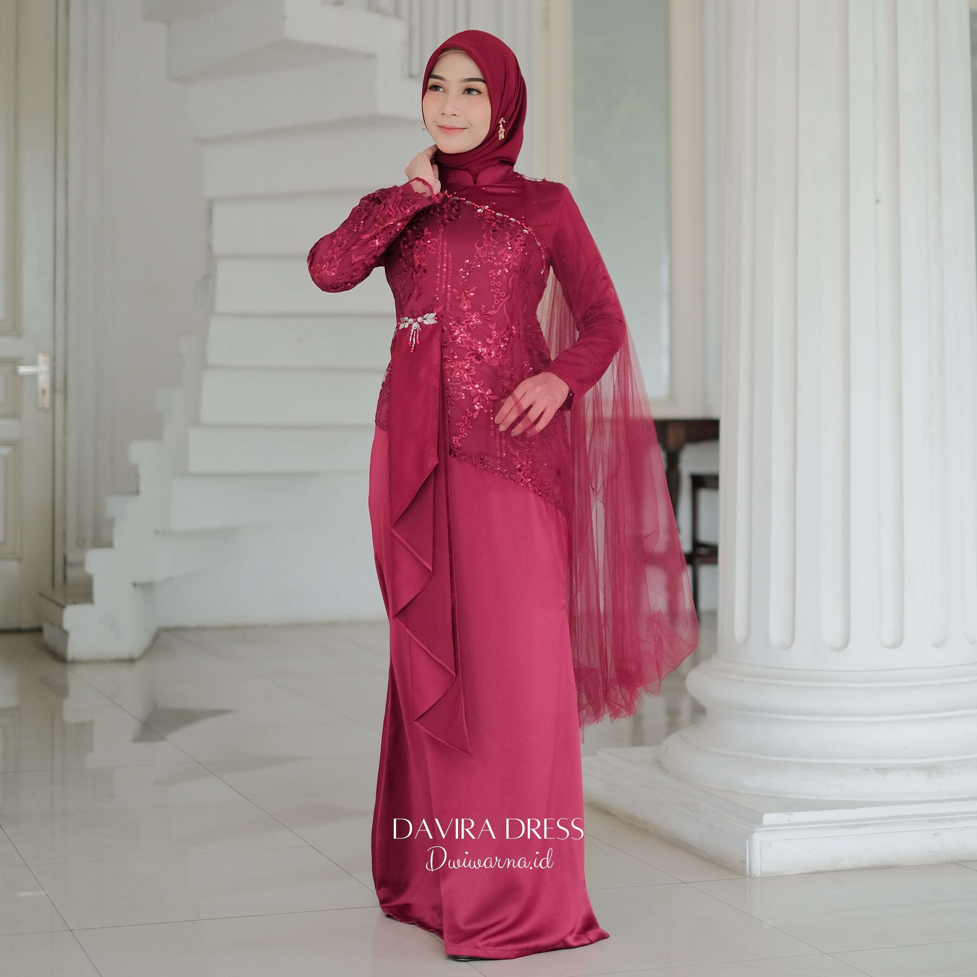 Davirra Dress Kondangan by Dwiwarna | Dress Brukat | Dress Payet | Dress Lamaran | Dress Simpel Muslim Panjang