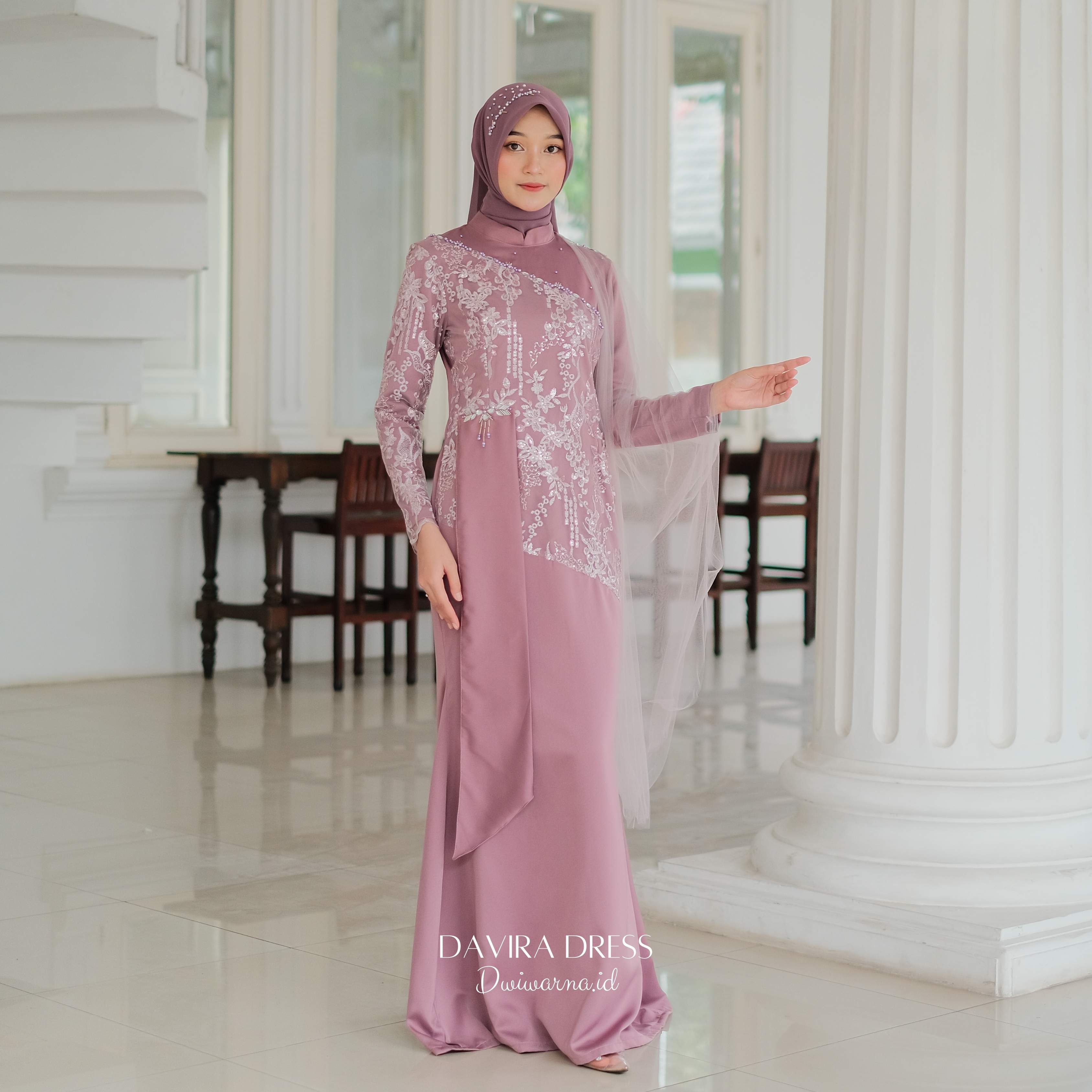 Davirra Dress Kondangan by Dwiwarna | Dress Brukat | Dress Payet | Dress Lamaran | Dress Simpel Muslim Panjang