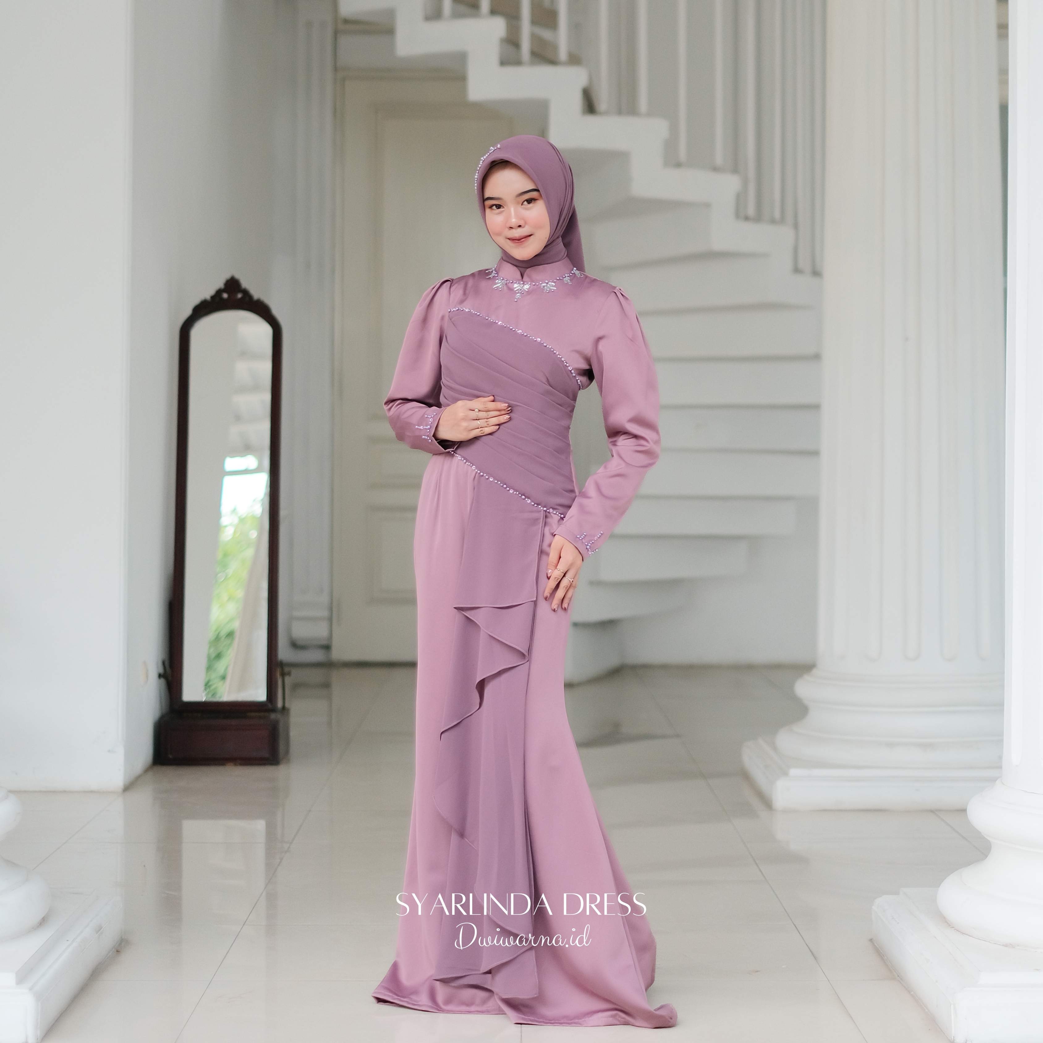 Syarlinda Dress Kondangan by Dwiwarna | Kombinasi Cerruti | Payet Mermaid