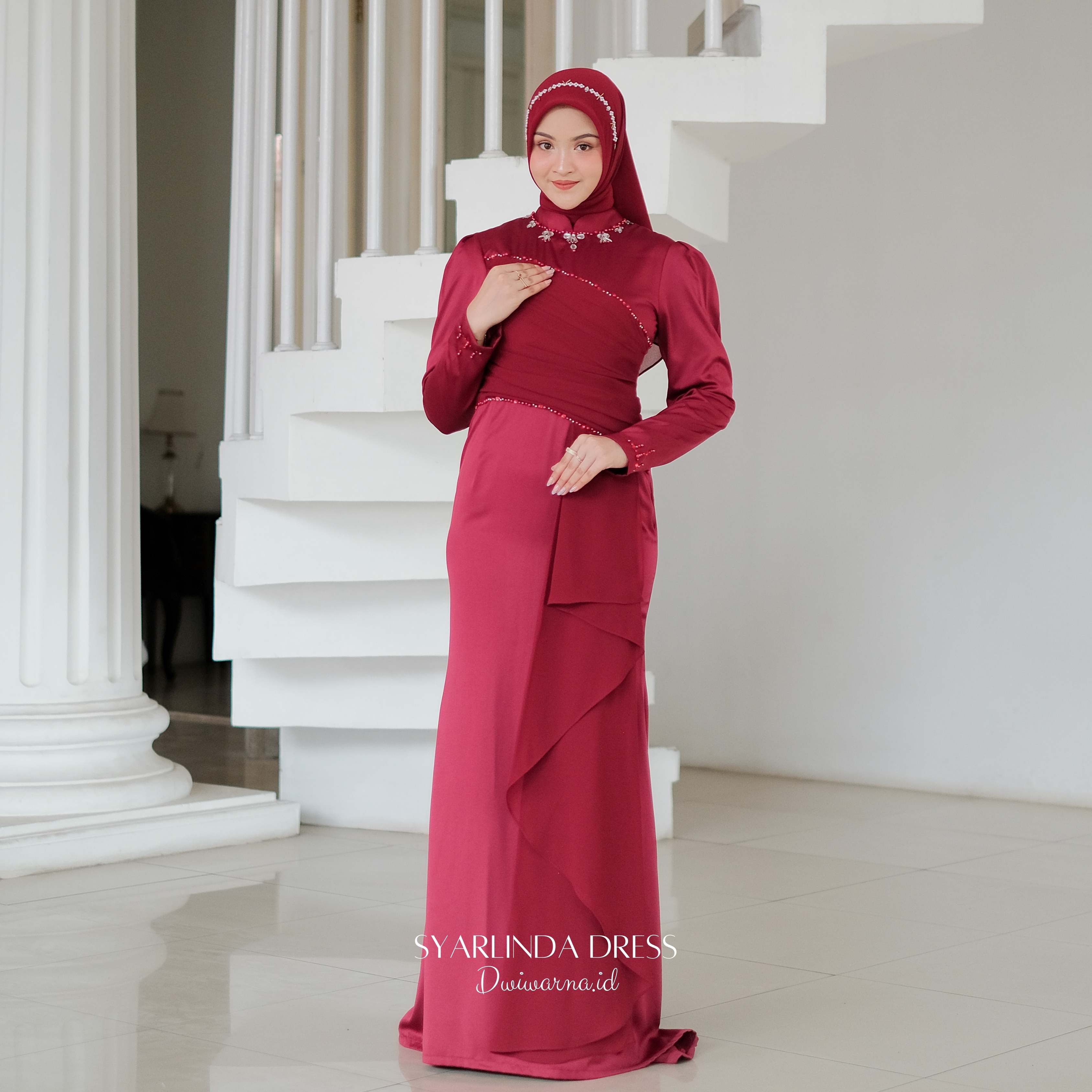 Syarlinda Dress Kondangan by Dwiwarna | Kombinasi Cerruti | Payet Mermaid