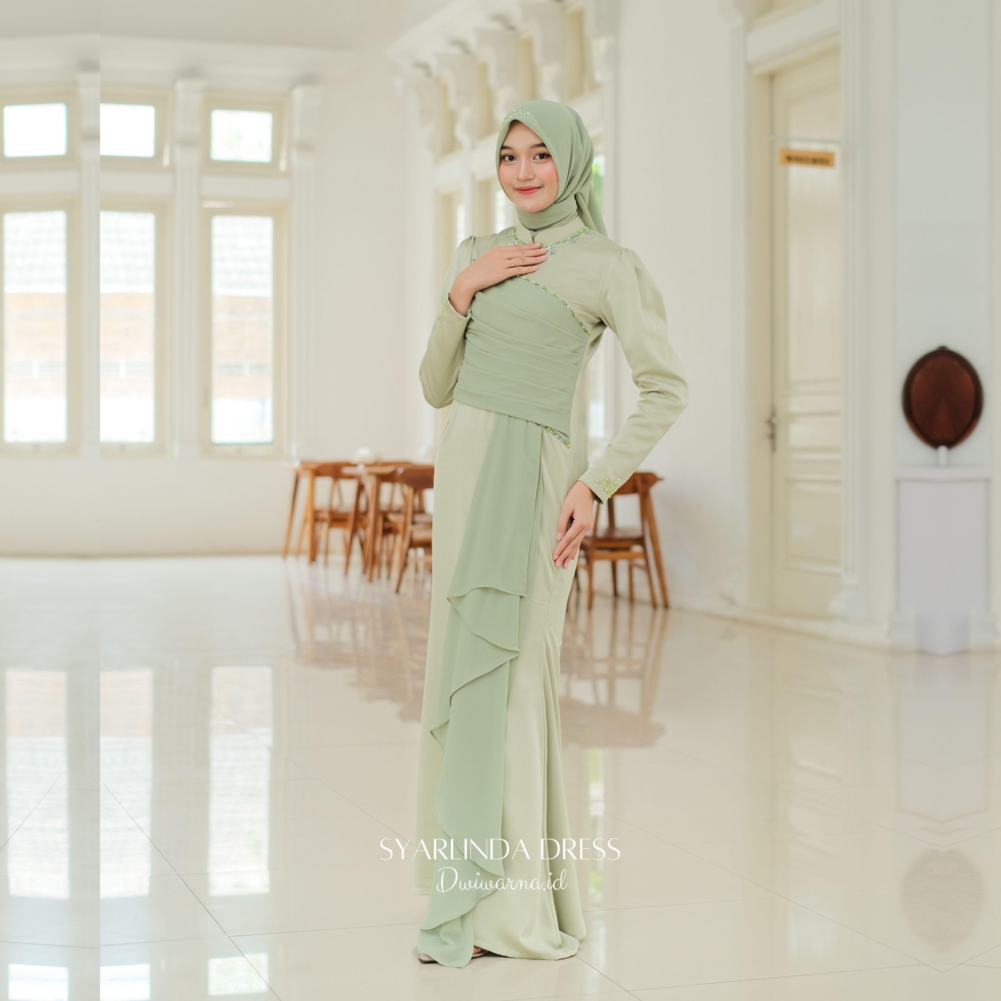 Syarlinda Dress Kondangan by Dwiwarna | Kombinasi Cerruti | Payet Mermaid