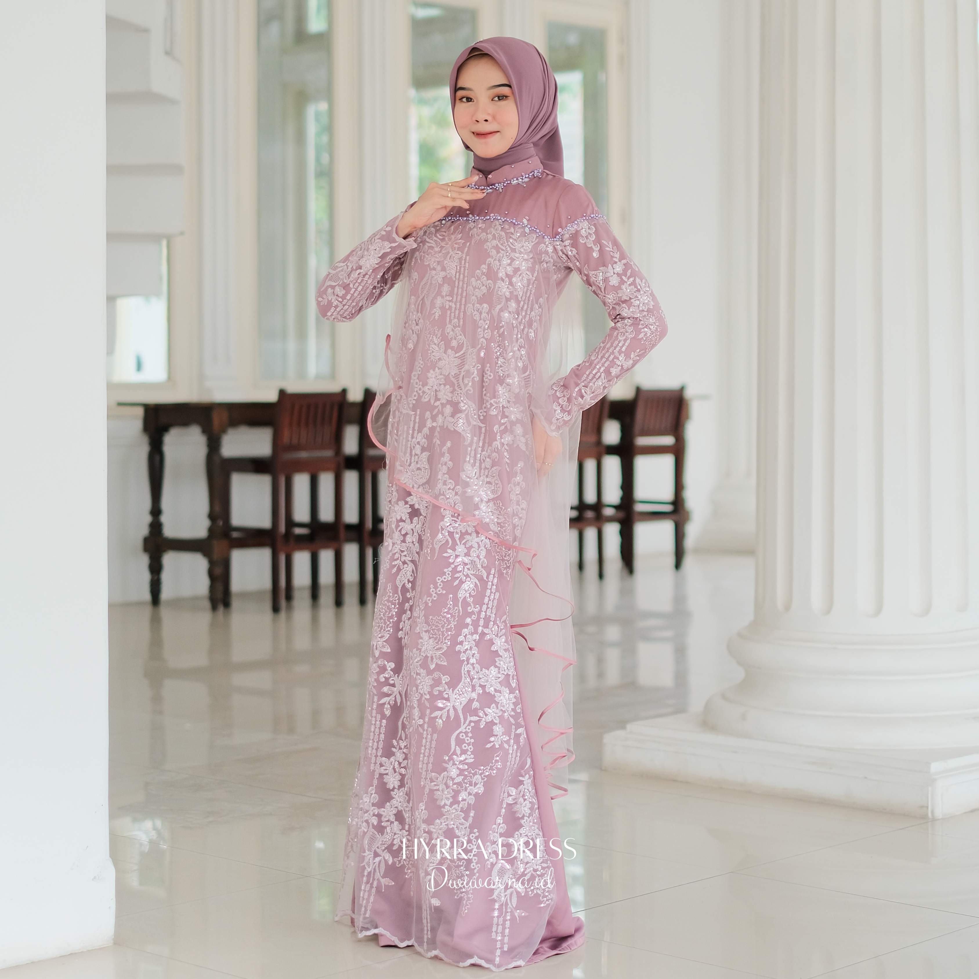 Hyrra Dress Kondangan by Dwiwarna brokat payet ekslusif Kain Kombinasi Mewah Muslim
