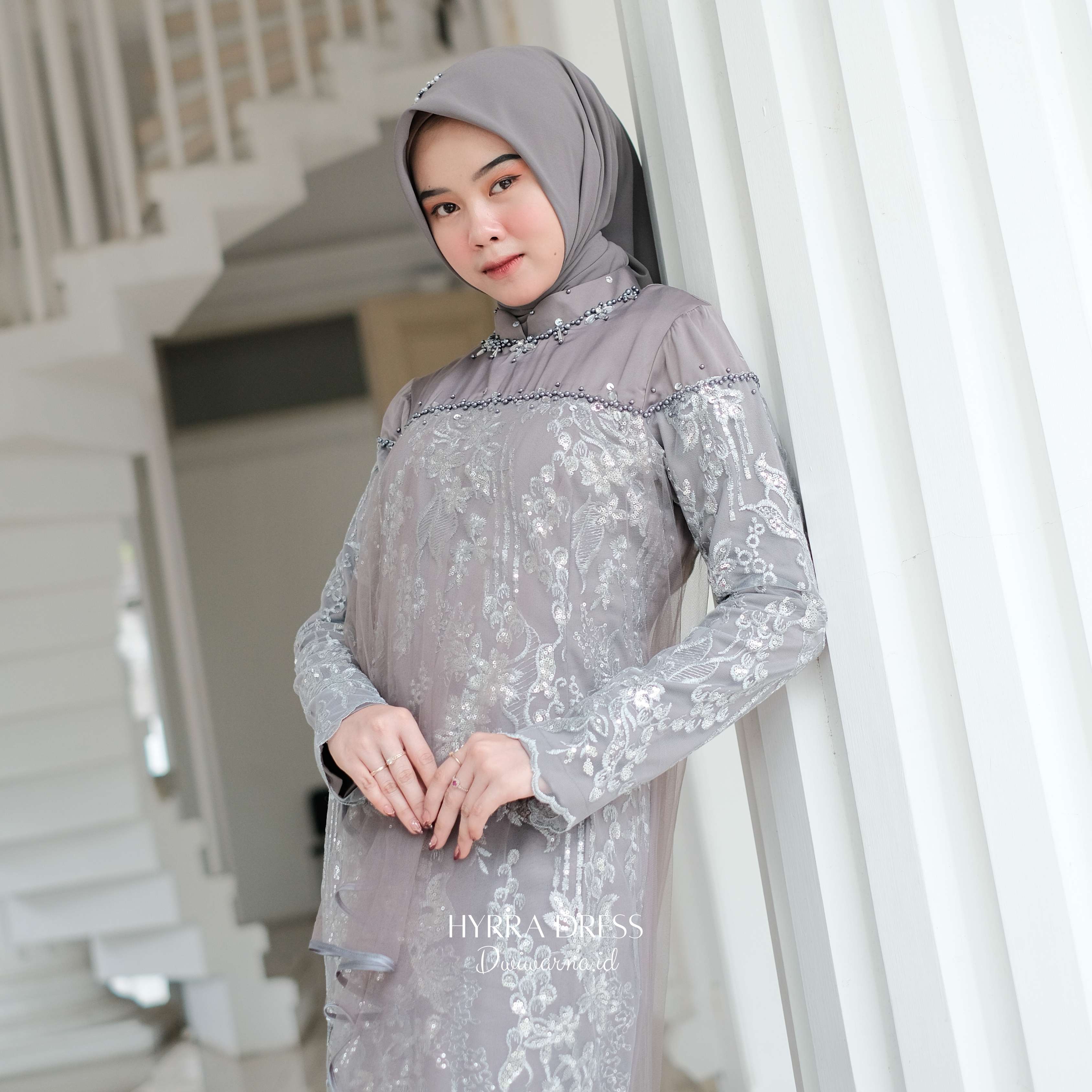 Hyrra Dress Kondangan by Dwiwarna brokat payet ekslusif Kain Kombinasi Mewah Muslim