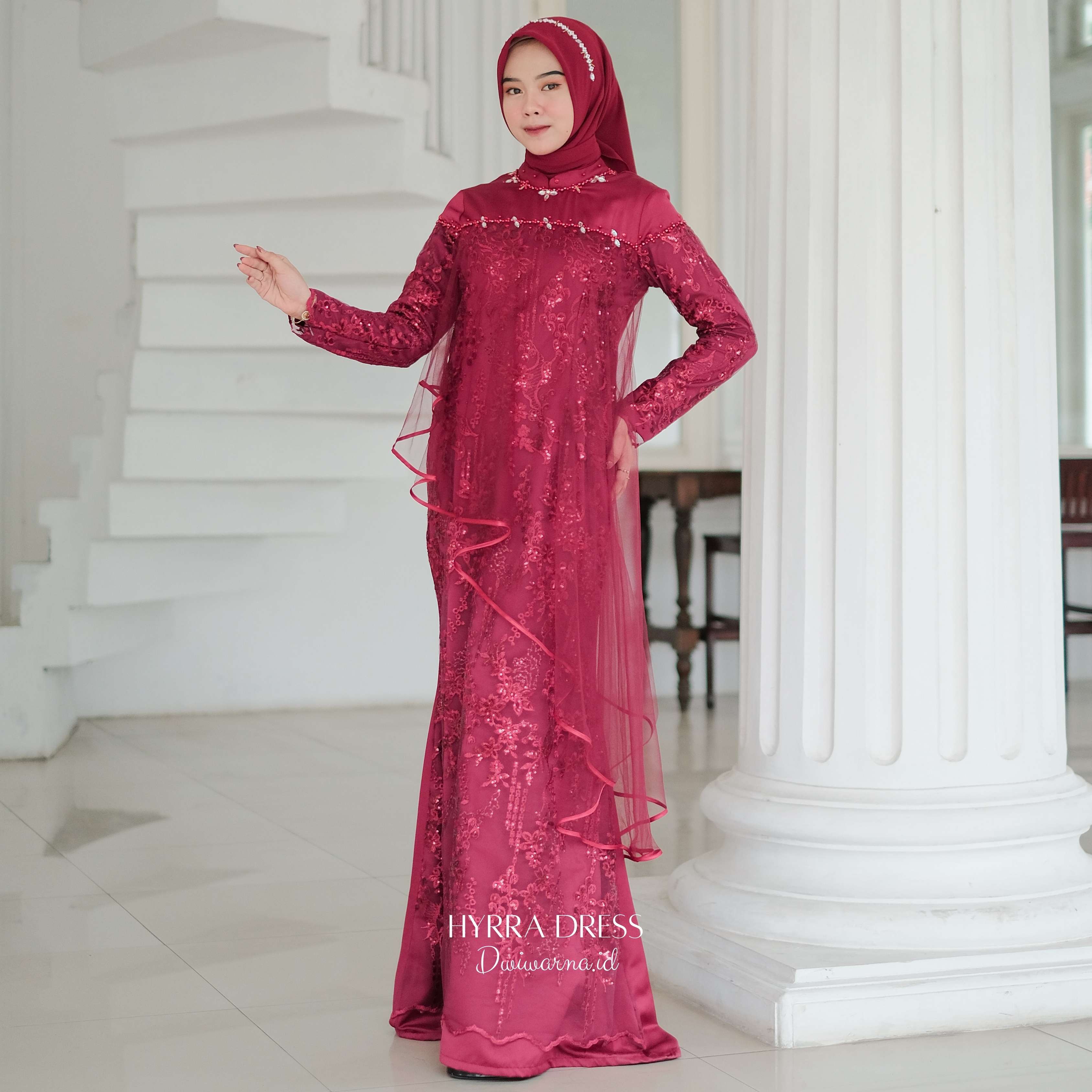 Hyrra Dress Kondangan by Dwiwarna brokat payet ekslusif Kain Kombinasi Mewah Muslim