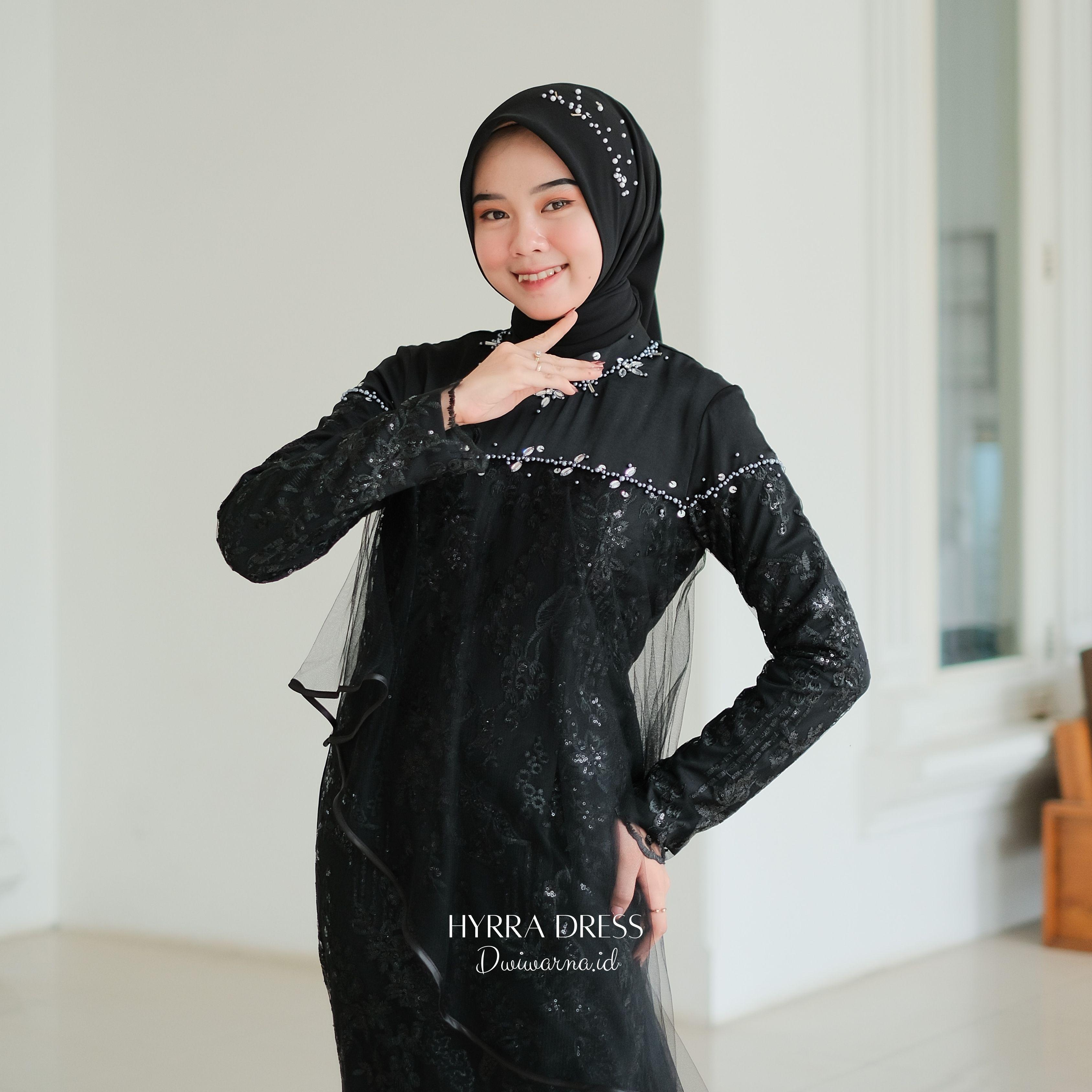 Hyrra Dress Kondangan by Dwiwarna brokat payet ekslusif Kain Kombinasi Mewah Muslim