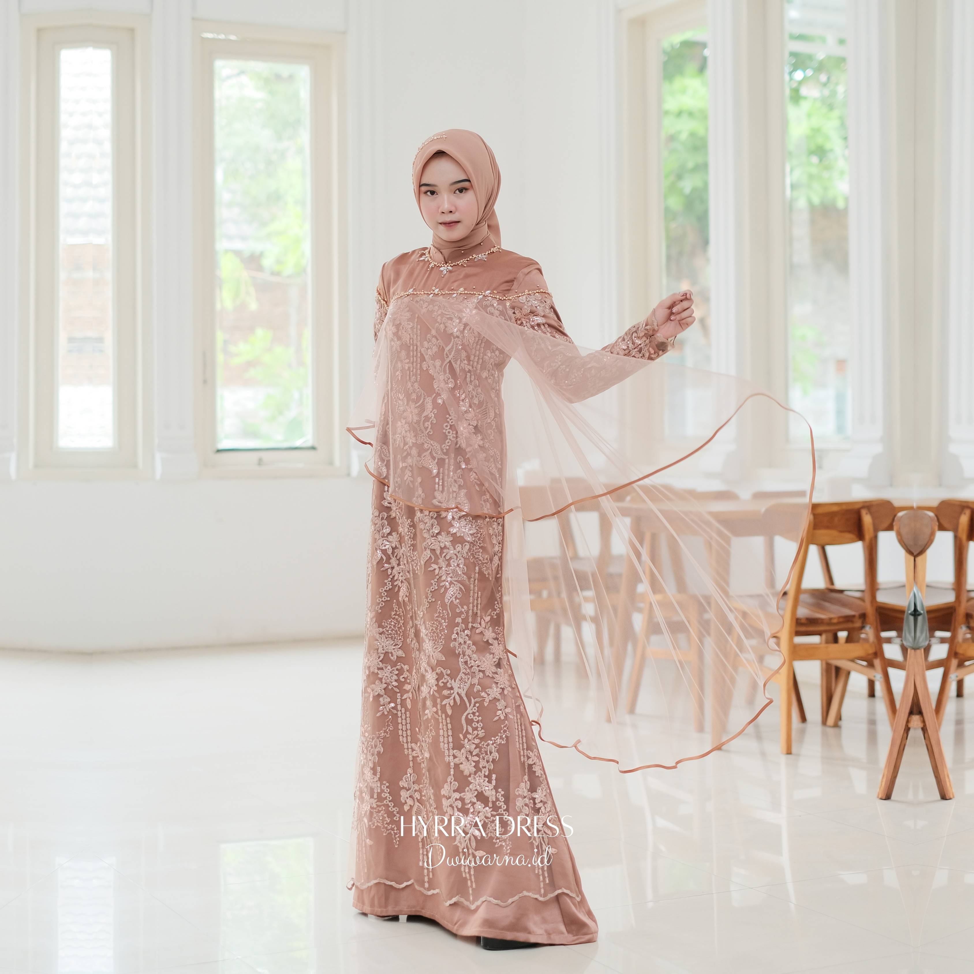 Hyrra Dress Kondangan by Dwiwarna brokat payet ekslusif Kain Kombinasi Mewah Muslim