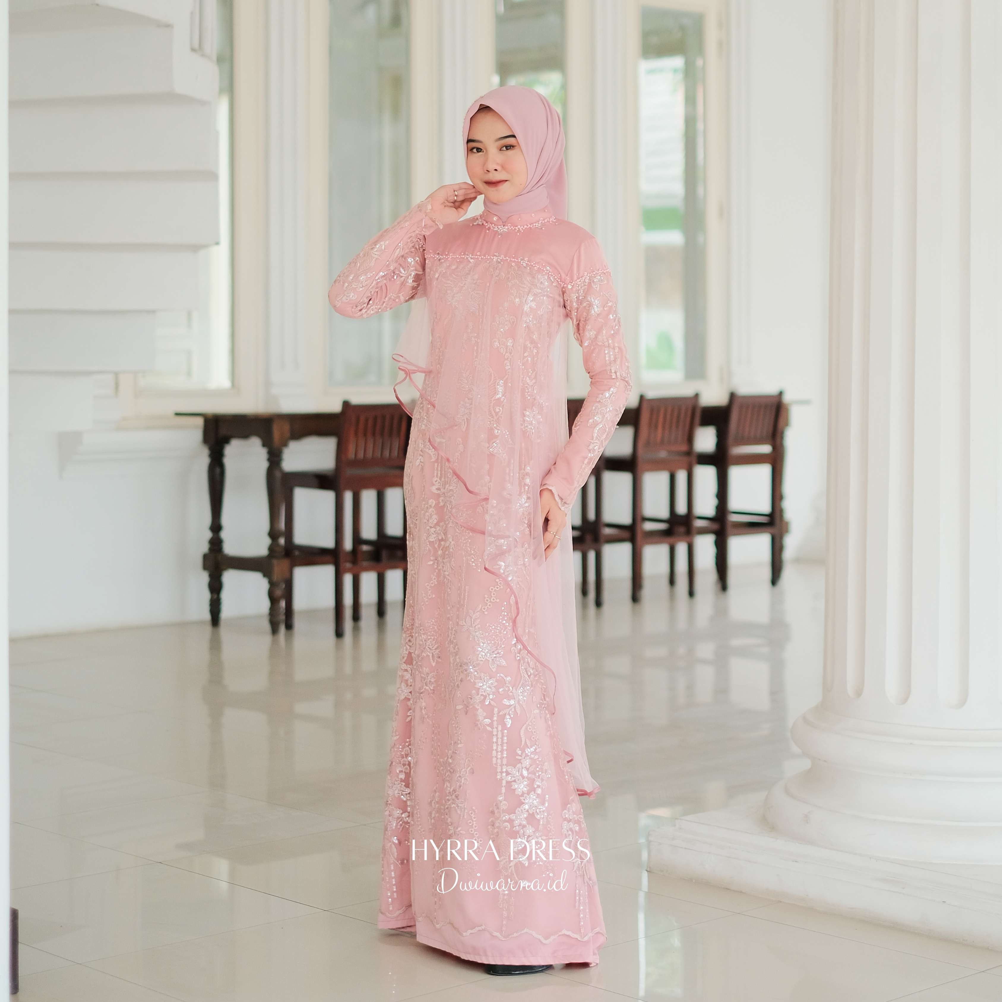 Hyrra Dress Kondangan by Dwiwarna brokat payet ekslusif Kain Kombinasi Mewah Muslim