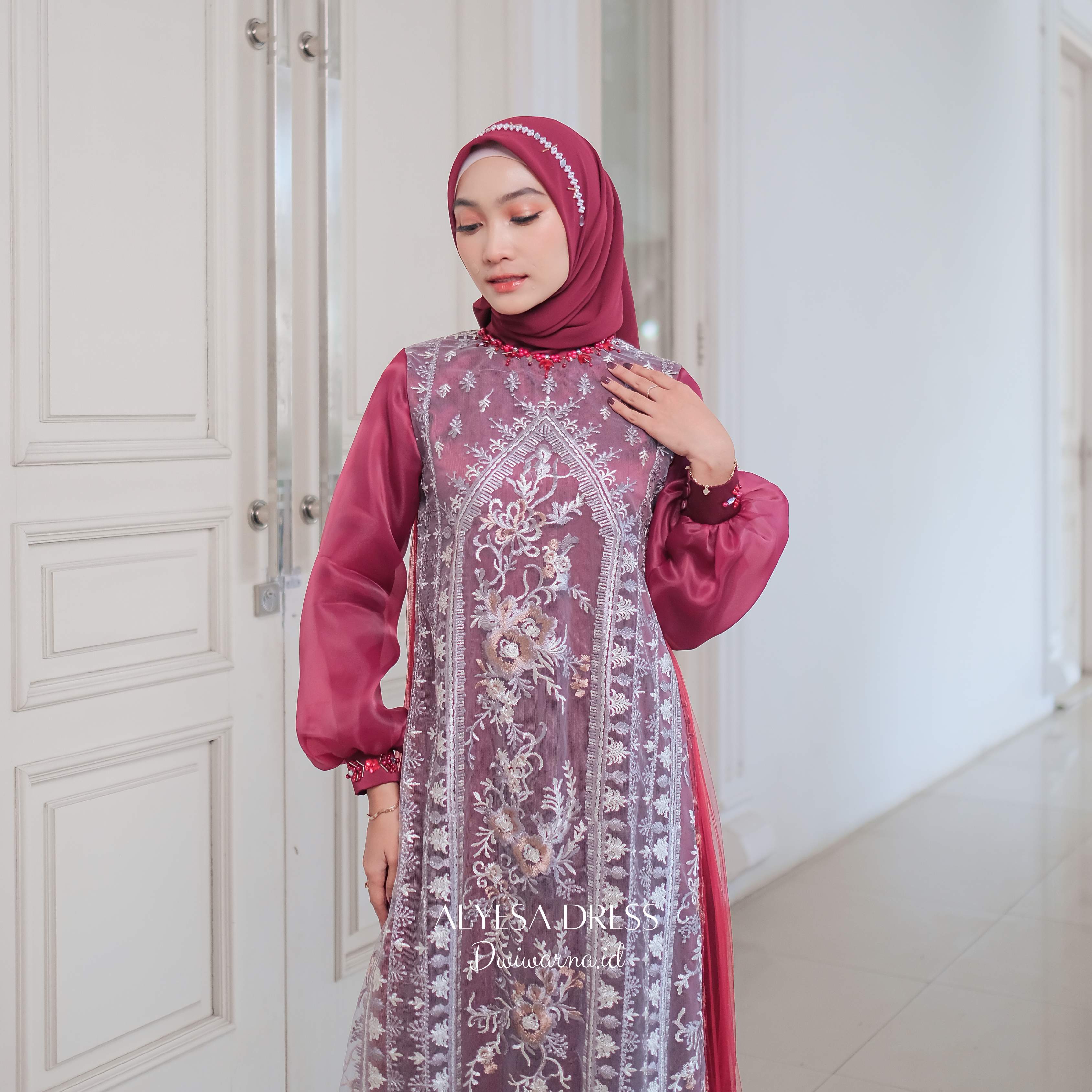 Alyesa Dress Lebaran by Dwiwarna Brukat Payet