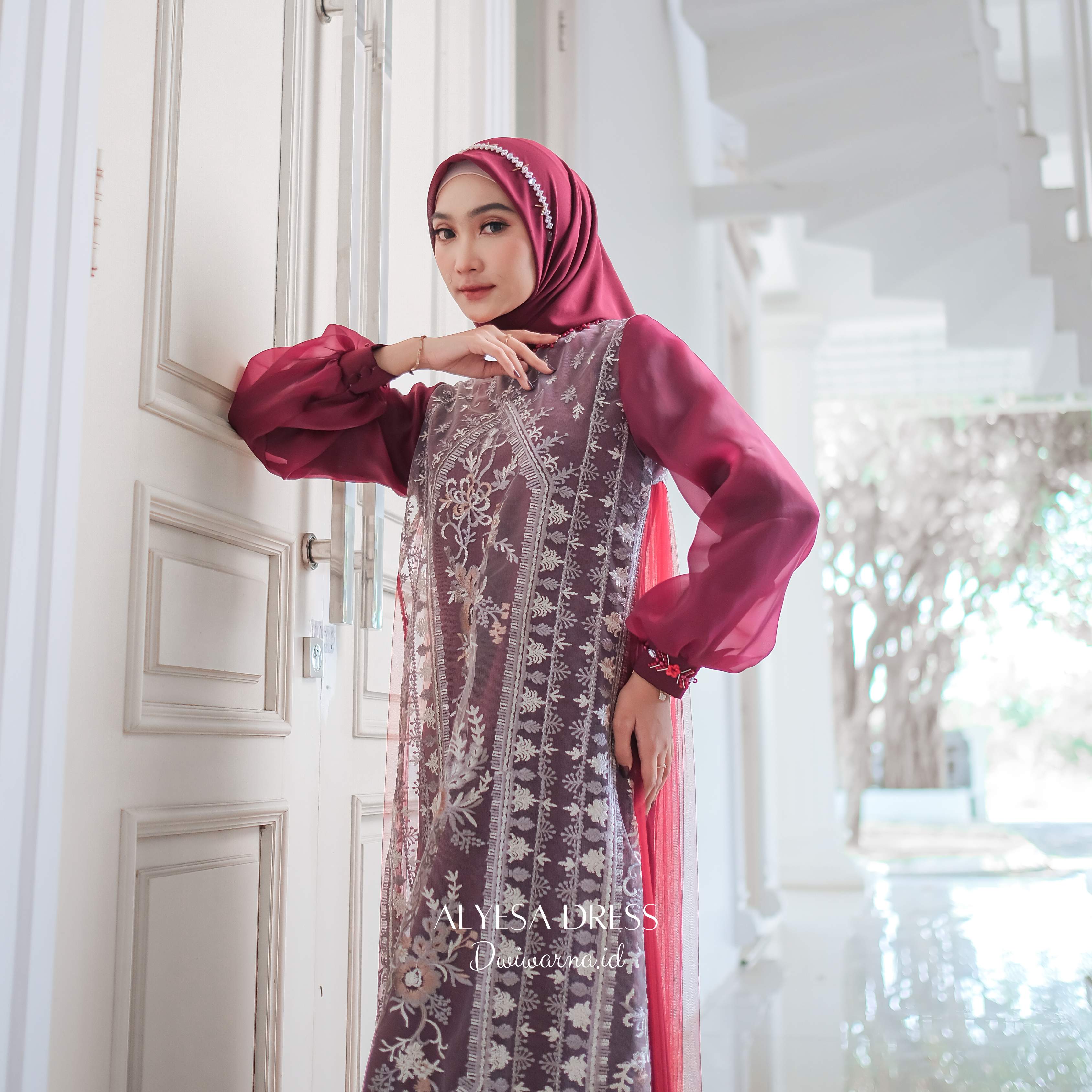 Alyesa Dress Lebaran by Dwiwarna Brukat Payet