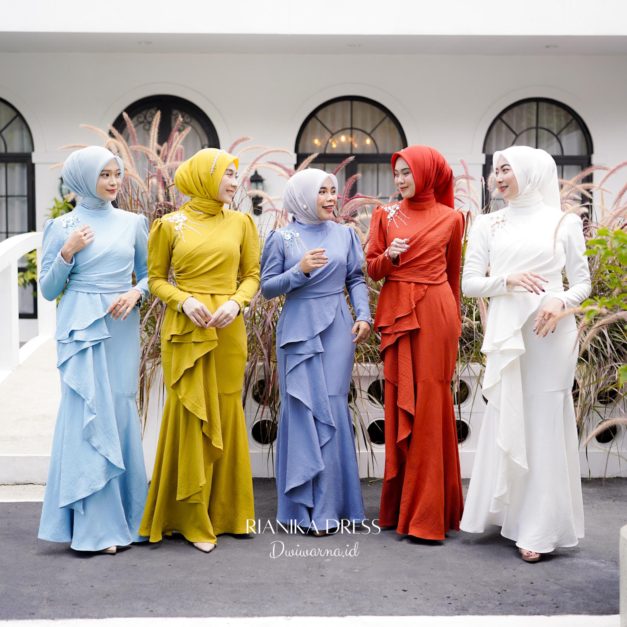RIANIKA DRESS by Dwiwarna Dress terbaru / Dress bridesmaid / Dress Kondangan / Dress Pesta / Dress Payet / Dress Mermaid Cantik Gaun Muslim Nyaman