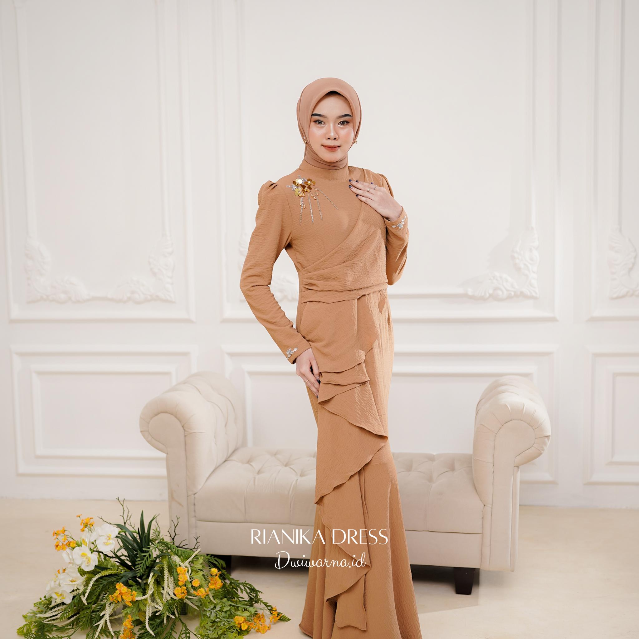 RIANIKA DRESS by Dwiwarna Dress terbaru / Dress bridesmaid / Dress Kondangan / Dress Pesta / Dress Payet / Dress Mermaid Cantik Gaun Muslim Nyaman
