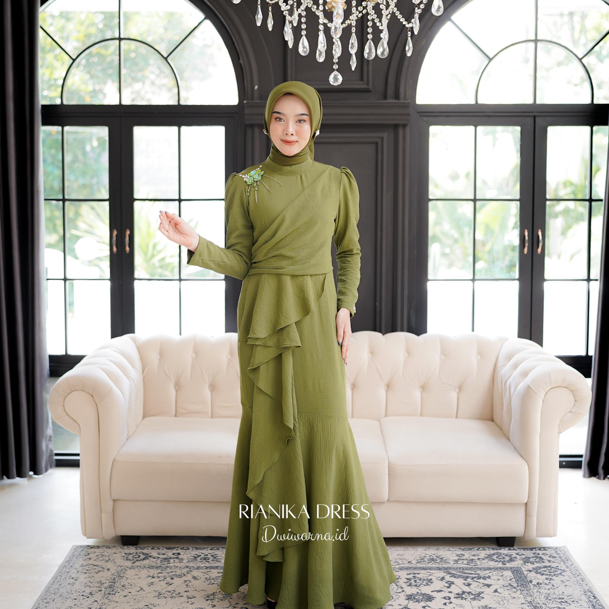 RIANIKA DRESS by Dwiwarna Dress terbaru / Dress bridesmaid / Dress Kondangan / Dress Pesta / Dress Payet / Dress Mermaid Cantik Gaun Muslim Nyaman