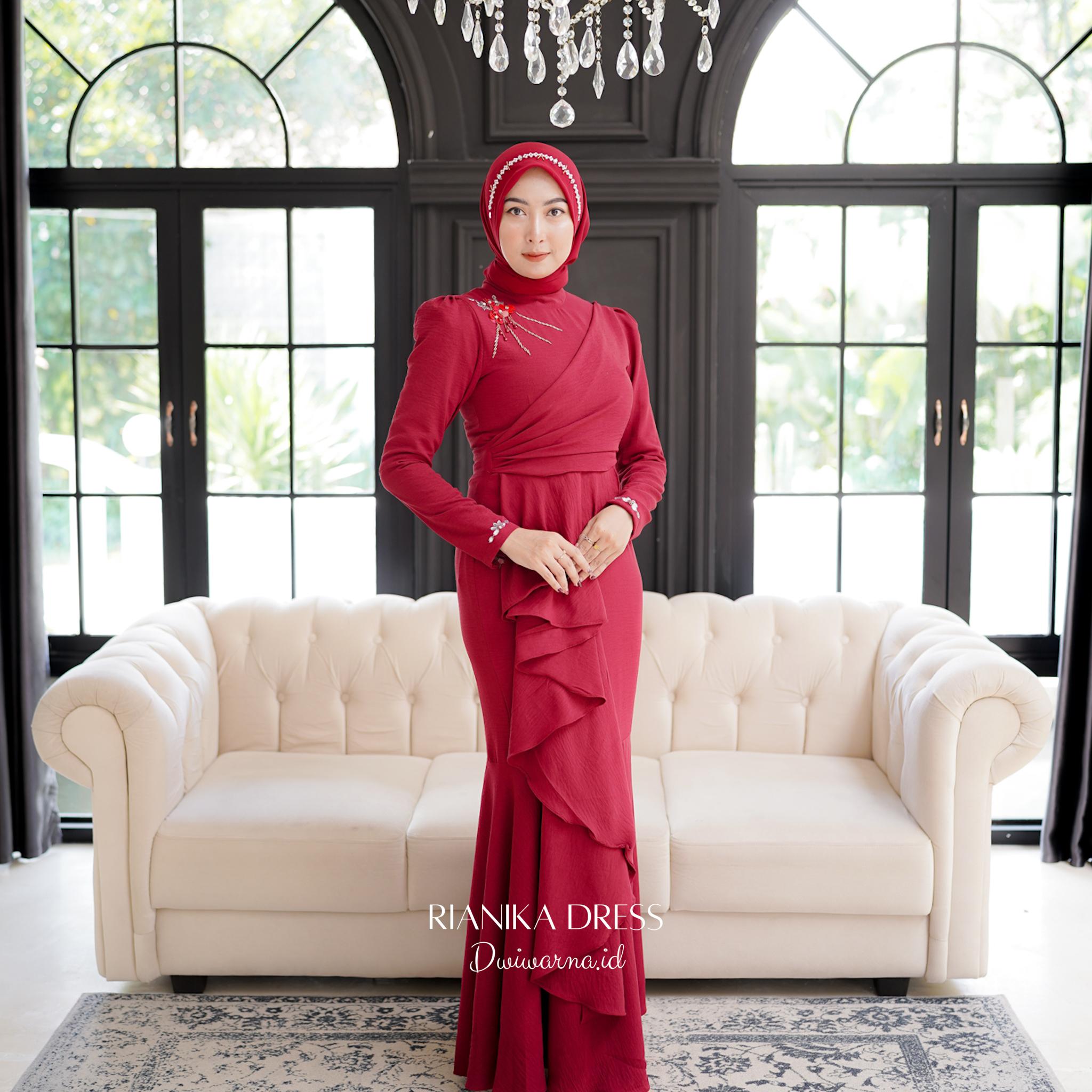 RIANIKA DRESS by Dwiwarna Dress terbaru / Dress bridesmaid / Dress Kondangan / Dress Pesta / Dress Payet / Dress Mermaid Cantik Gaun Muslim Nyaman