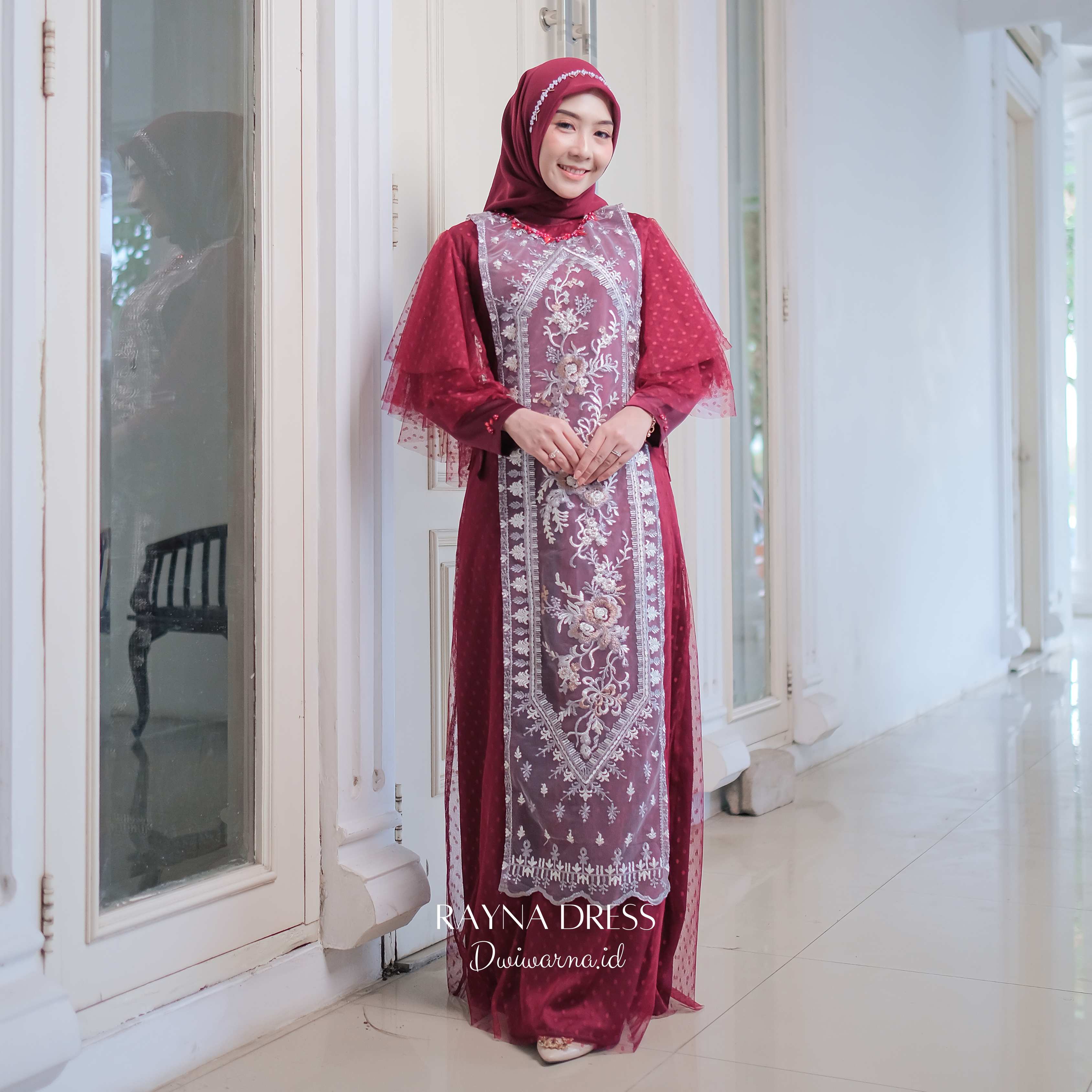 RAYNA Dress  Kondangan by Dwiwarna Dress Kondangan | Dress Lebaran | Dress Brukat | Dress Payet Kombinasi Muslim