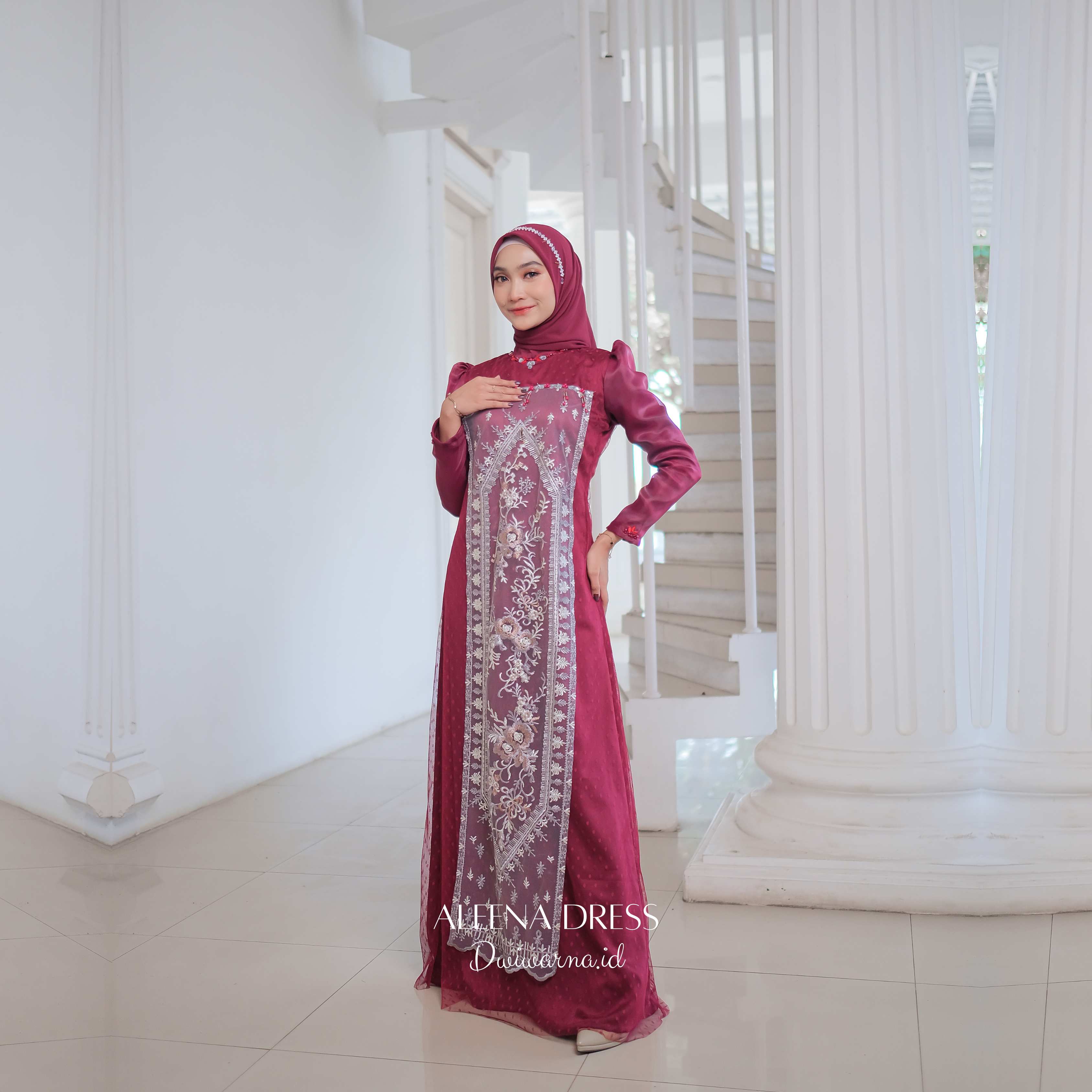 Aleena Dress Kondangan by Dwiwarna | Dress Brukat | Dress Payet Cantik Gaun
