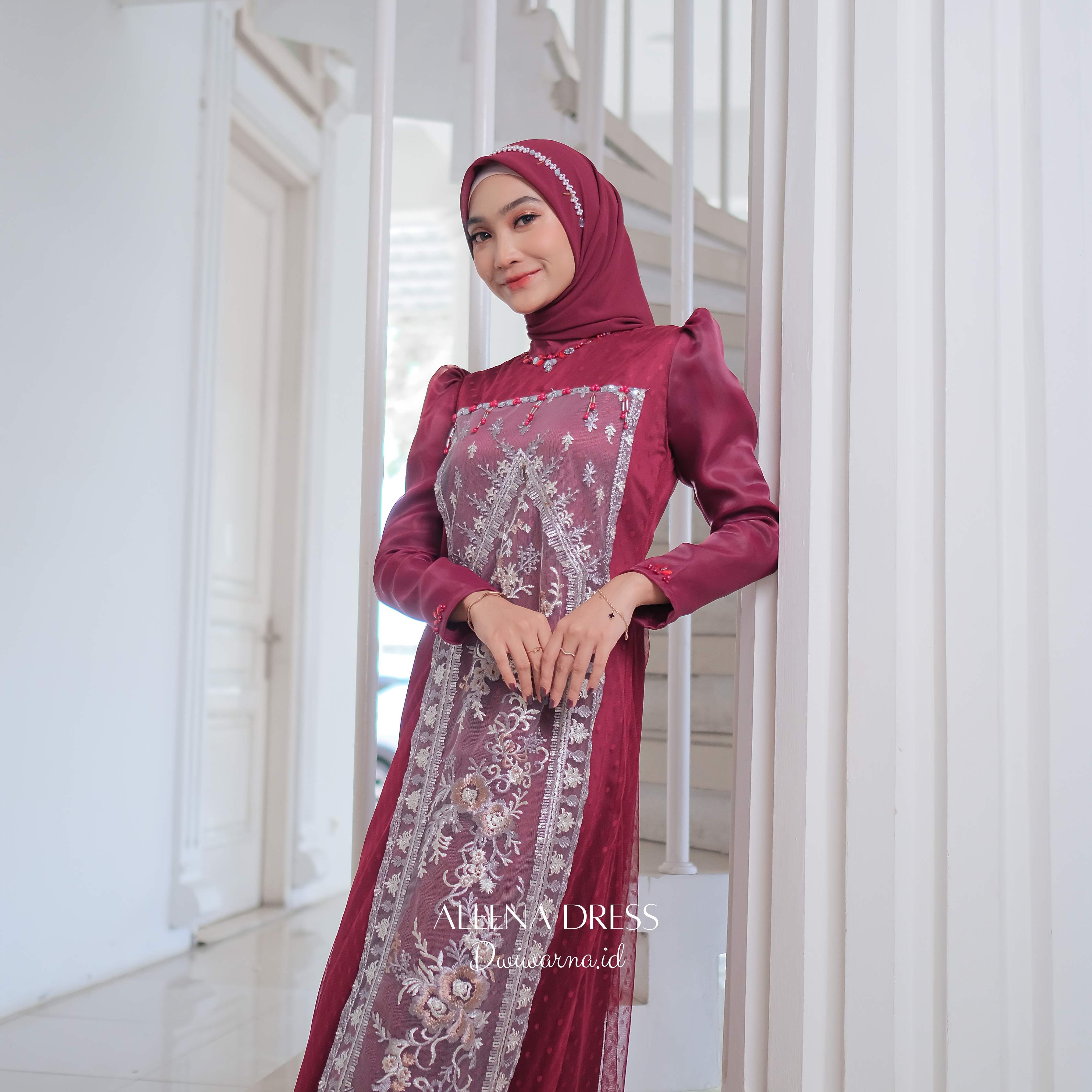 Aleena Dress Kondangan by Dwiwarna | Dress Brukat | Dress Payet Cantik Gaun