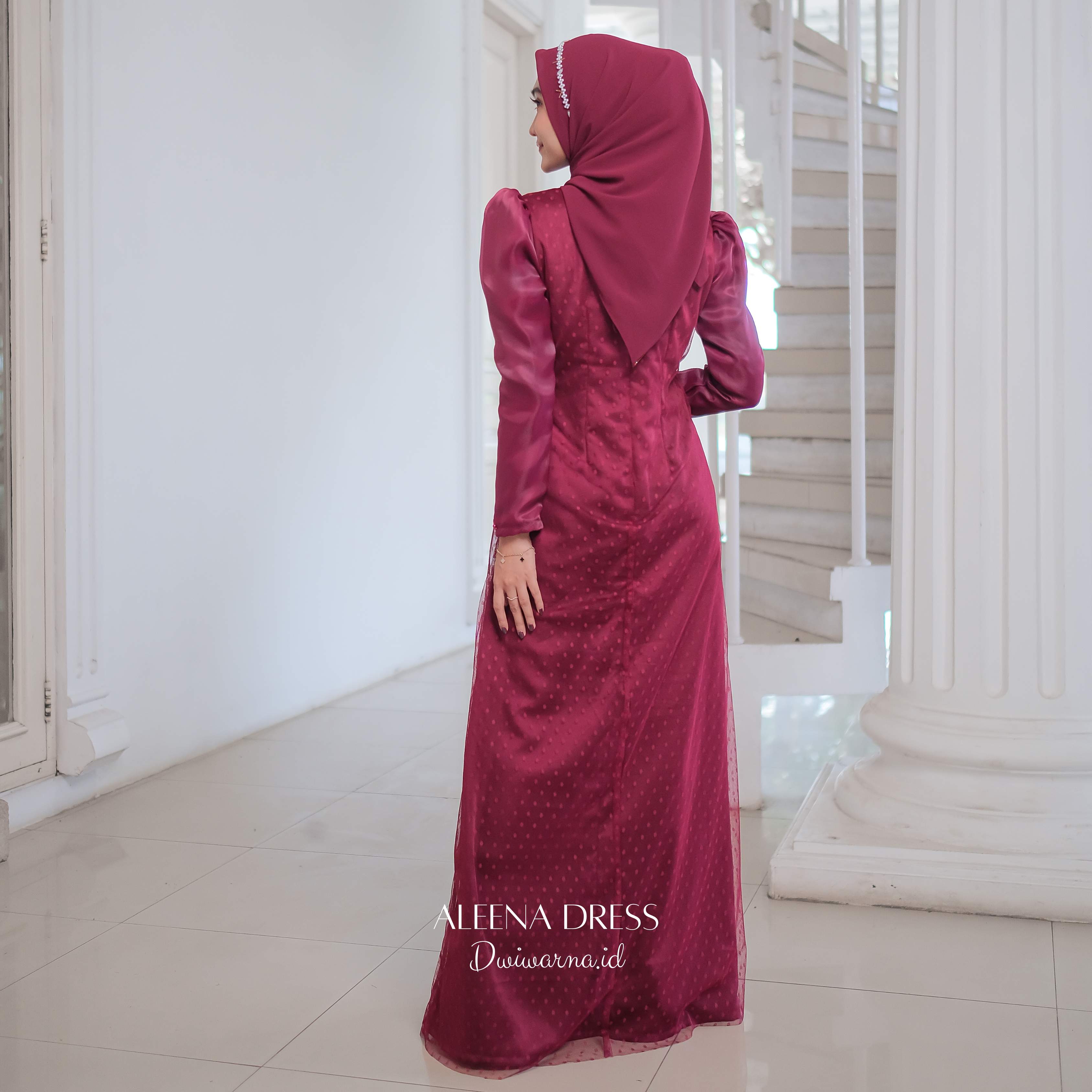 Aleena Dress Kondangan by Dwiwarna | Dress Brukat | Dress Payet Cantik Gaun