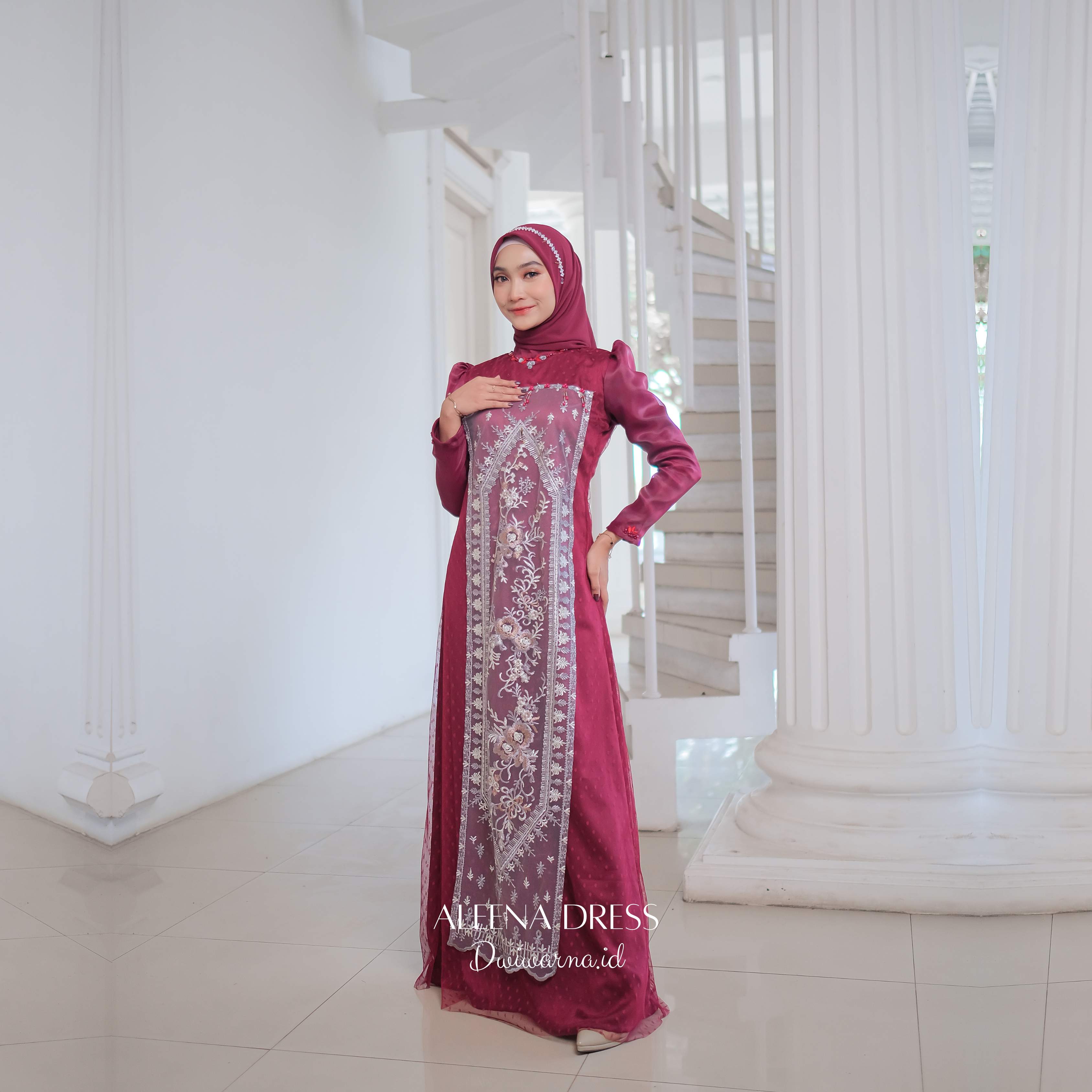 Aleena Dress Kondangan by Dwiwarna | Dress Brukat | Dress Payet Cantik Gaun