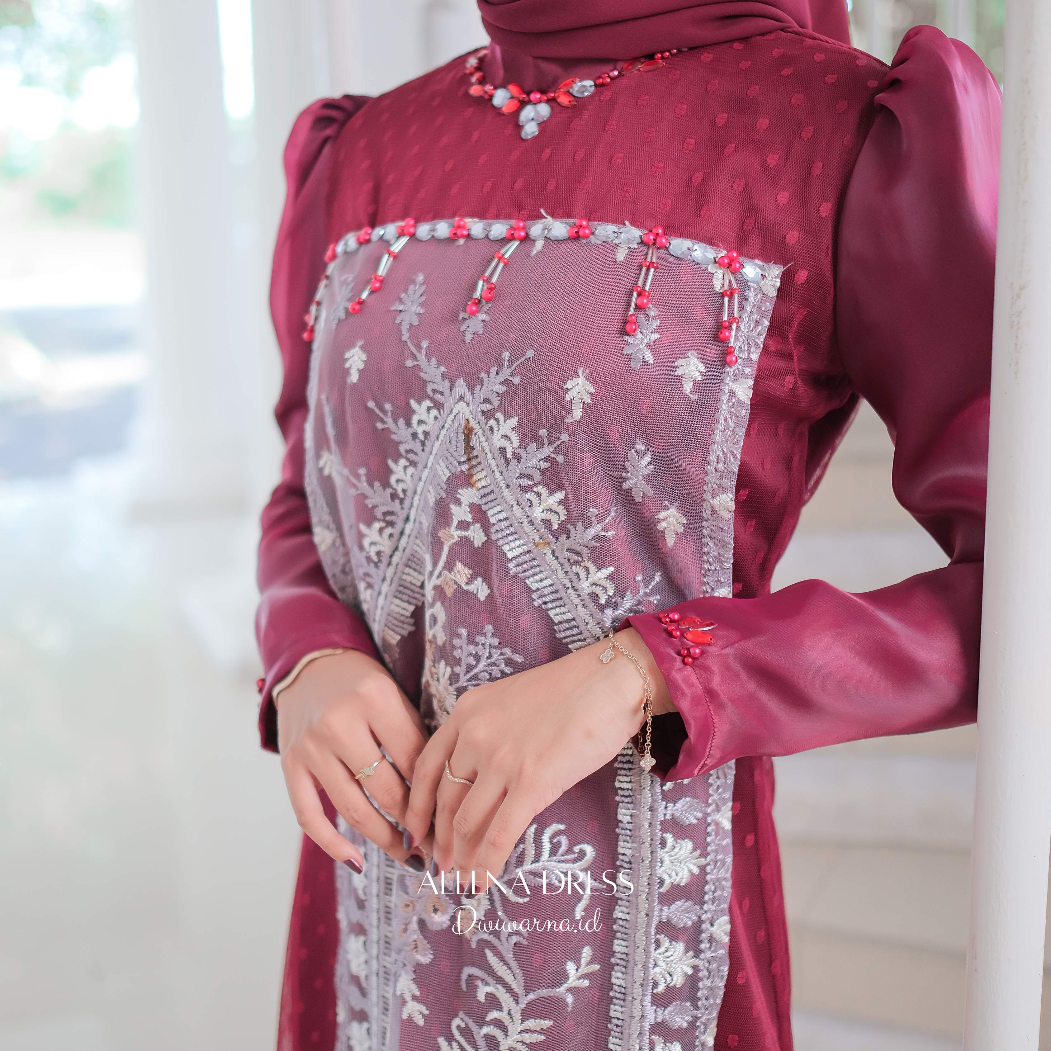 Aleena Dress Kondangan by Dwiwarna | Dress Brukat | Dress Payet Cantik Gaun