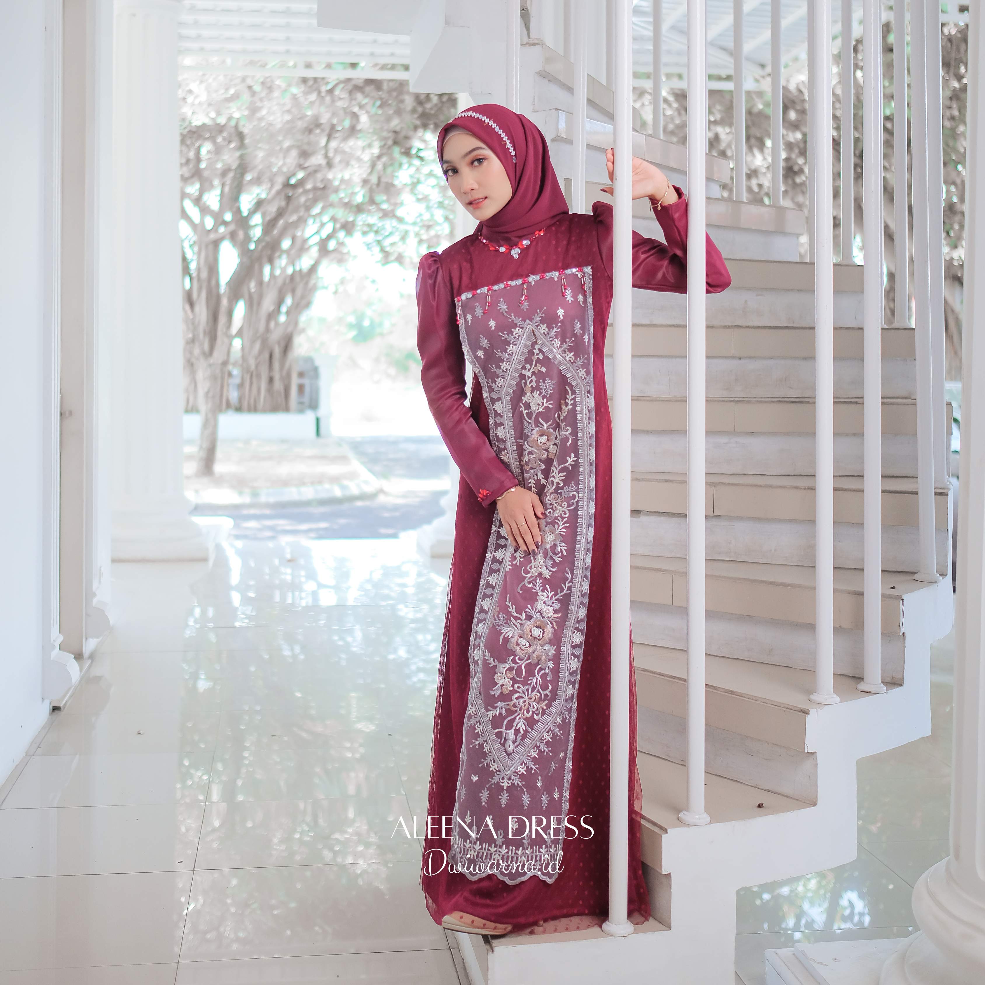 Aleena Dress Kondangan by Dwiwarna | Dress Brukat | Dress Payet Cantik Gaun