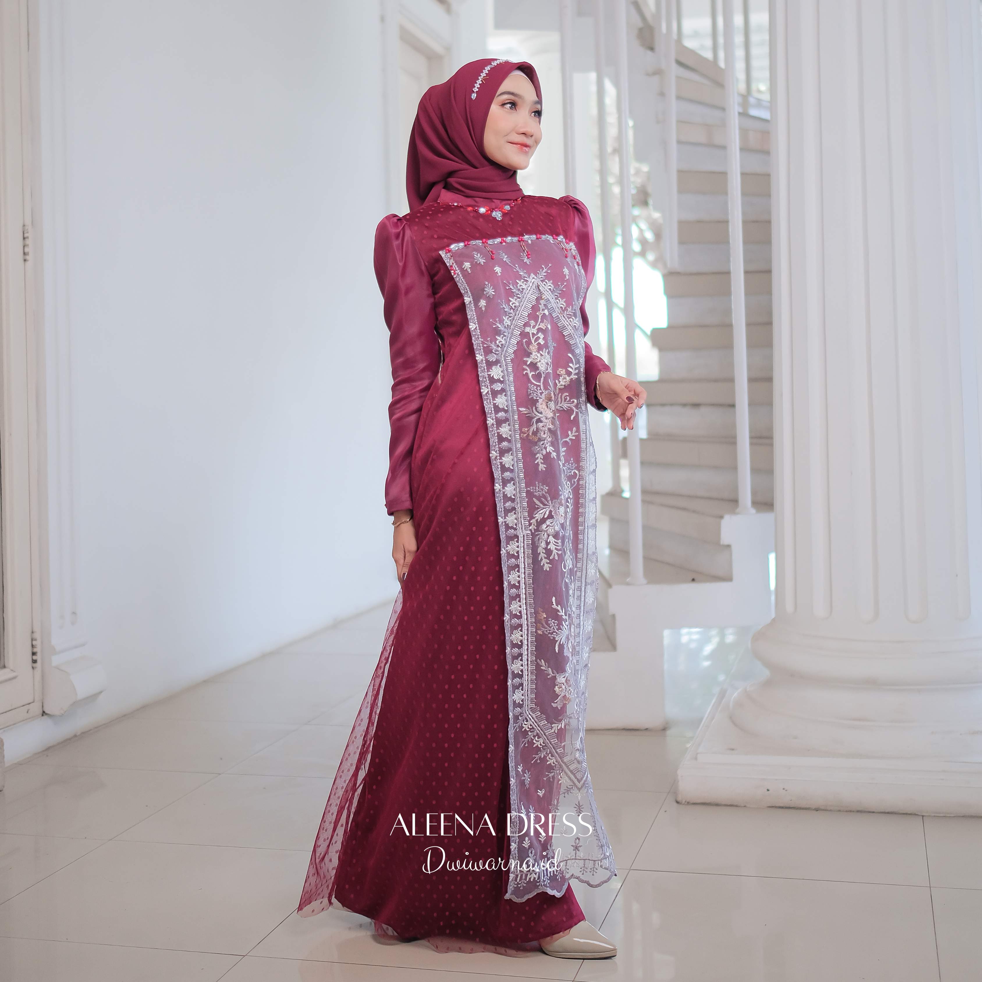Aleena Dress Kondangan by Dwiwarna | Dress Brukat | Dress Payet Cantik Gaun