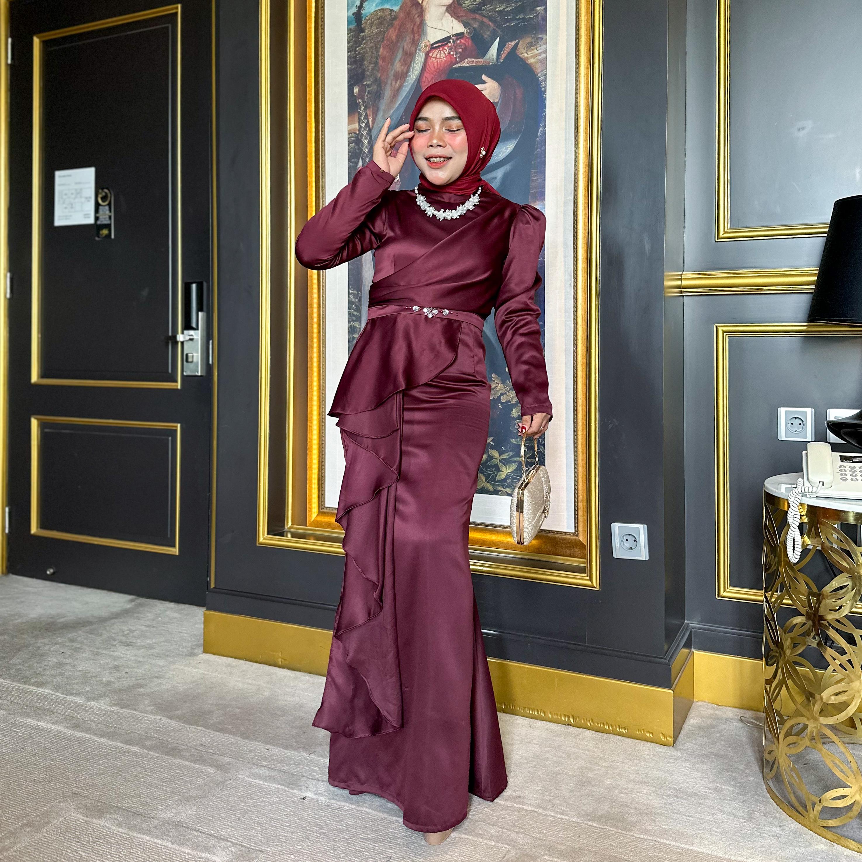 Kayra Dress Kondangan by Dwiwarna Muslim Wanita Cantik Gamis Pesta Formal
